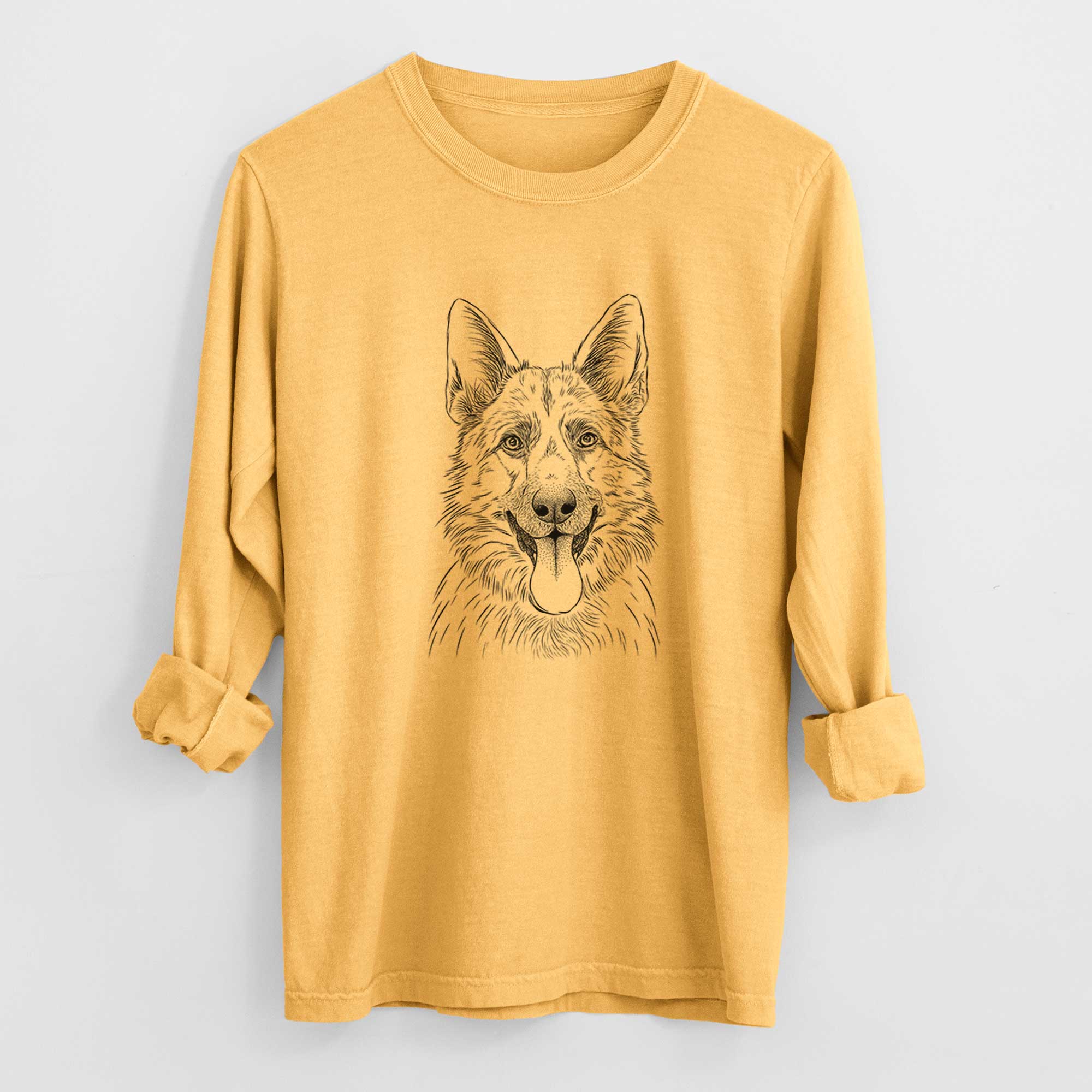 Bare Grace the German Shepherd - Men's Heavyweight 100% Cotton Long Sleeve - Image 3