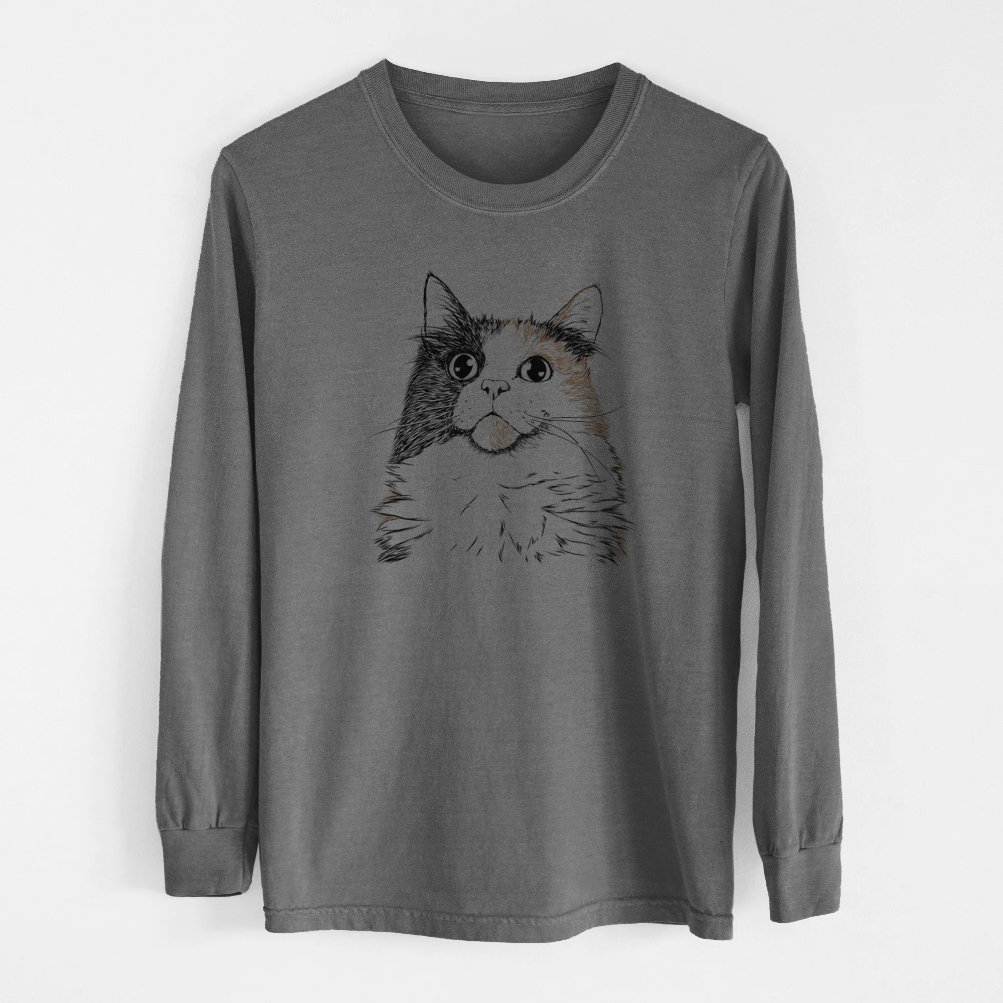 Bare Greta the Calico Cat - Men's Heavyweight 100% Cotton Long Sleeve - Image 14