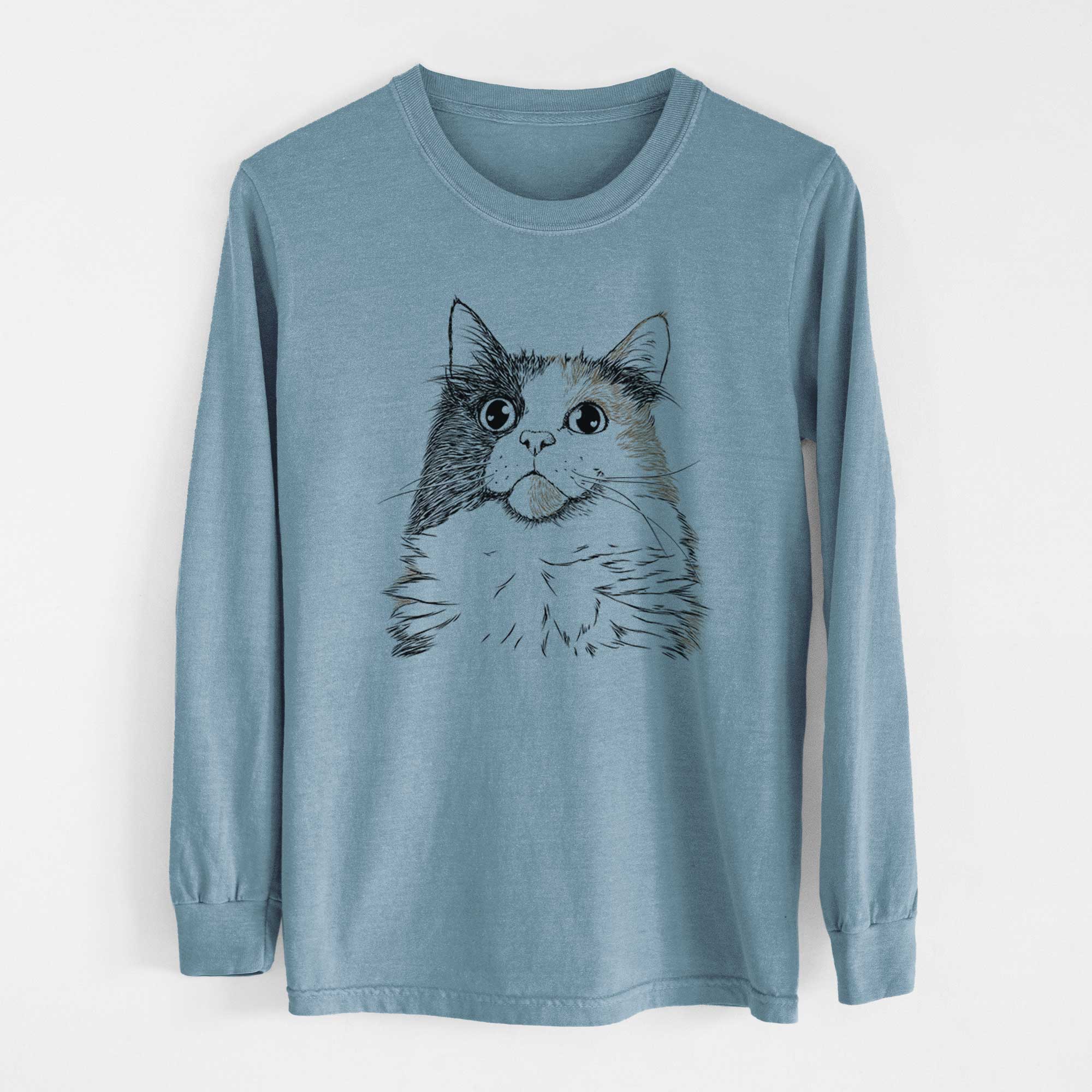 Bare Greta the Calico Cat - Men's Heavyweight 100% Cotton Long Sleeve - Image 8