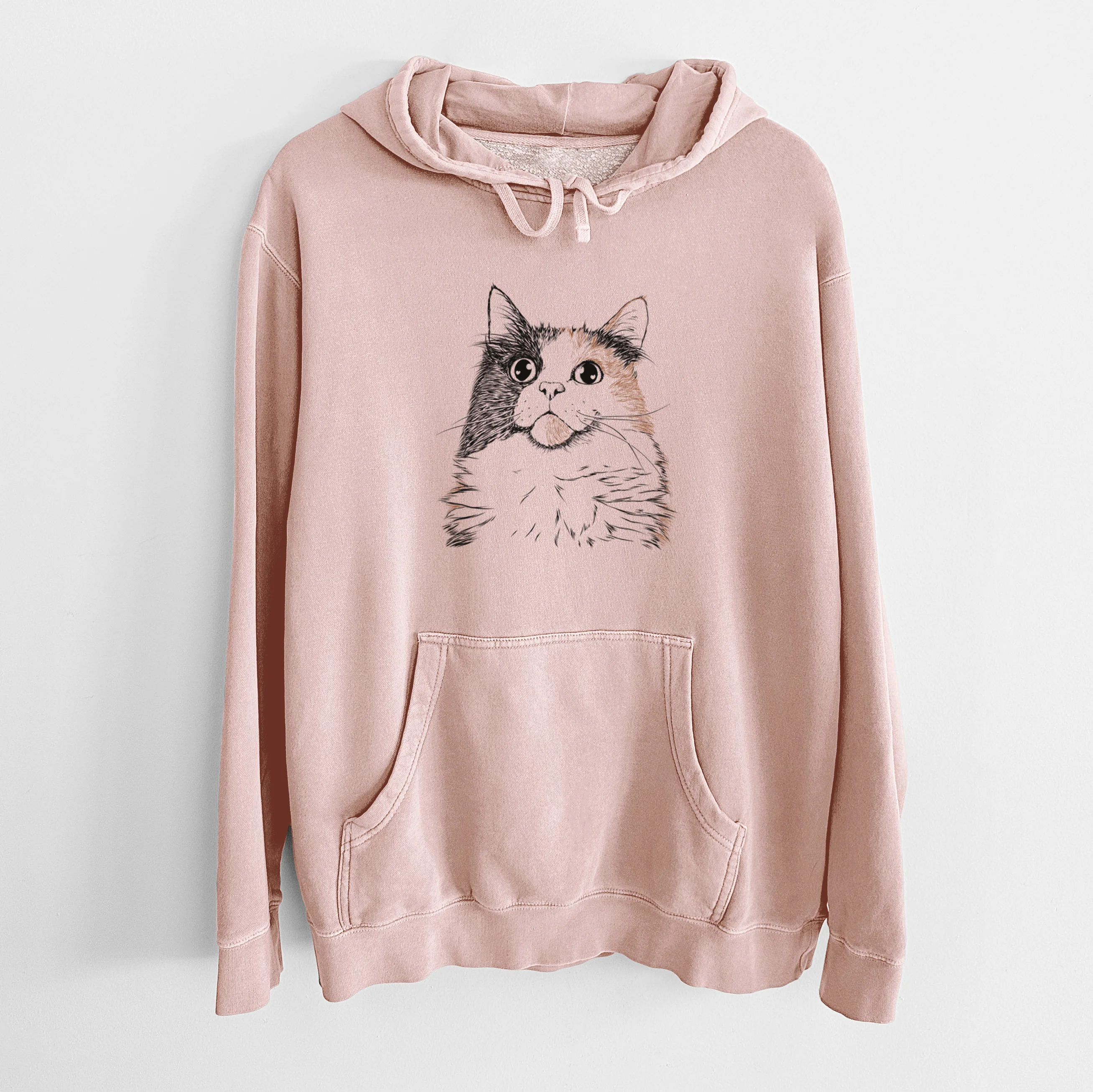 Bare Greta the Calico Cat - Unisex Pigment Dyed Hoodie - Image 6