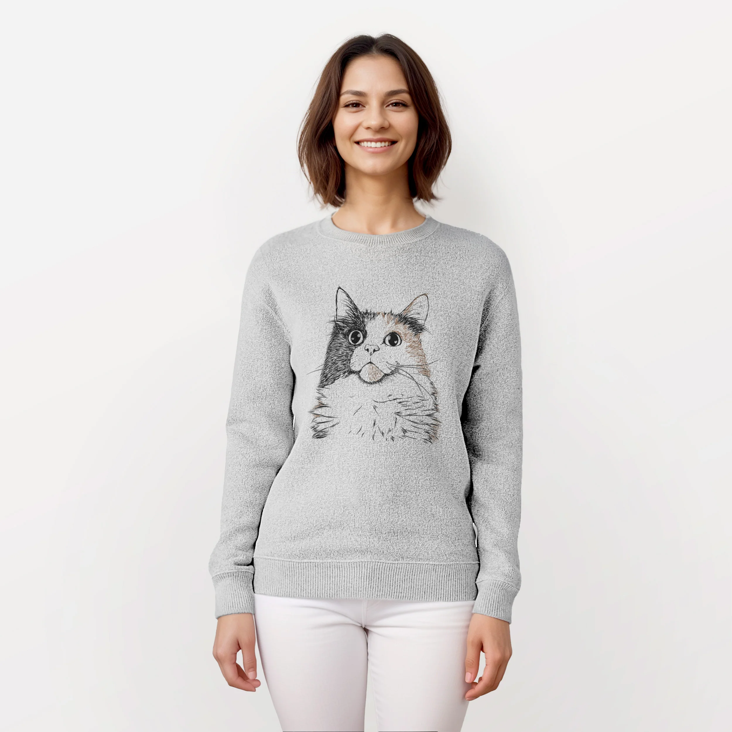 Greta the Calico Cat - Knit Sweatshirt - Image 2