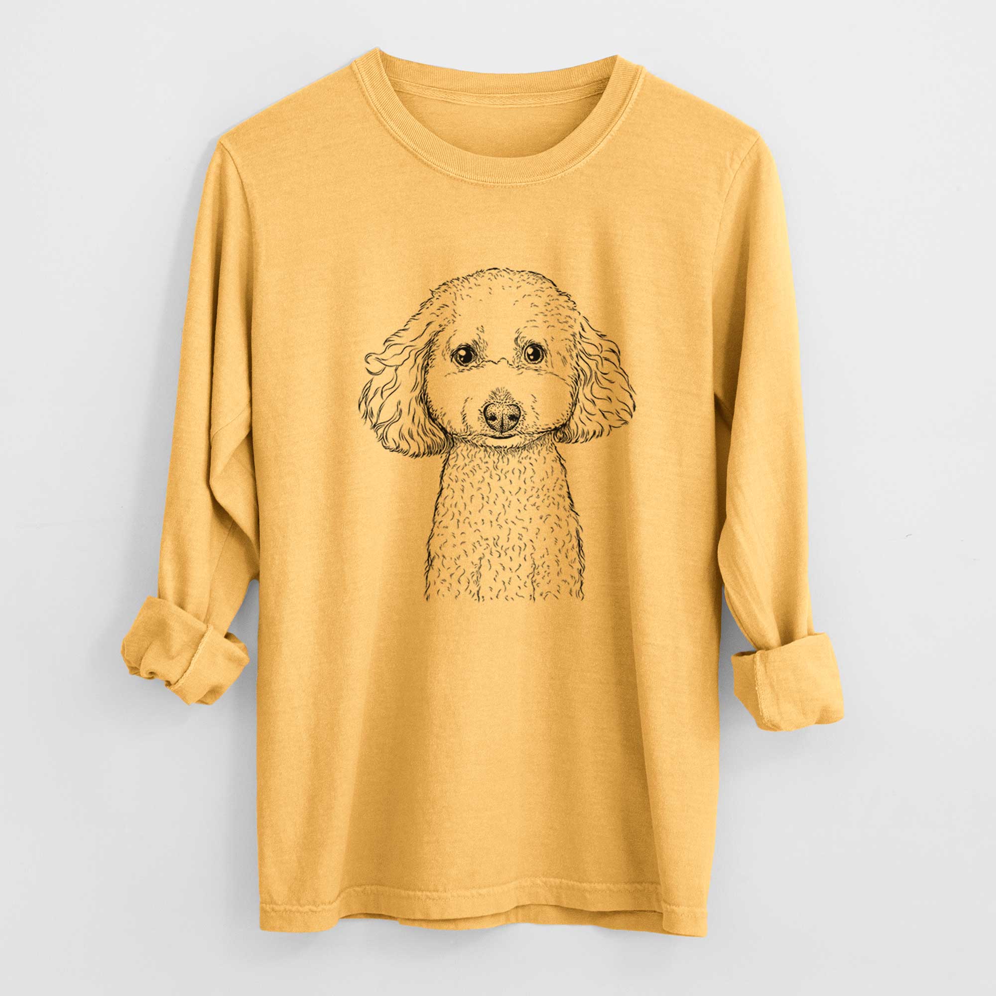 Bare Guinness the Toy Poodle Mix - Men's Heavyweight 100% Cotton Long Sleeve - Image 3