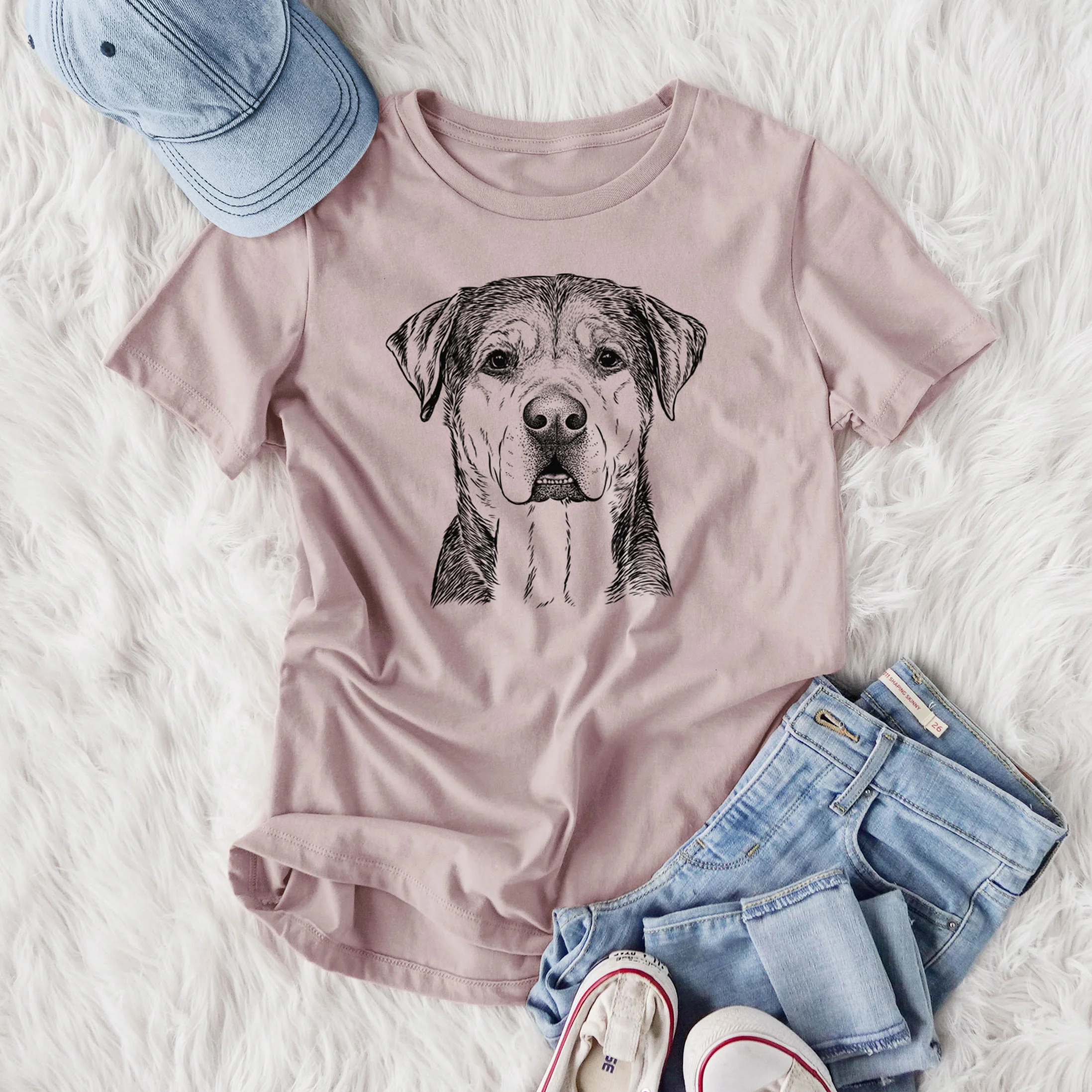 Bare Gus the Rottweiler Mix - Women's Lightweight Relaxed Fit 100% Cotton Crewneck - Image 4