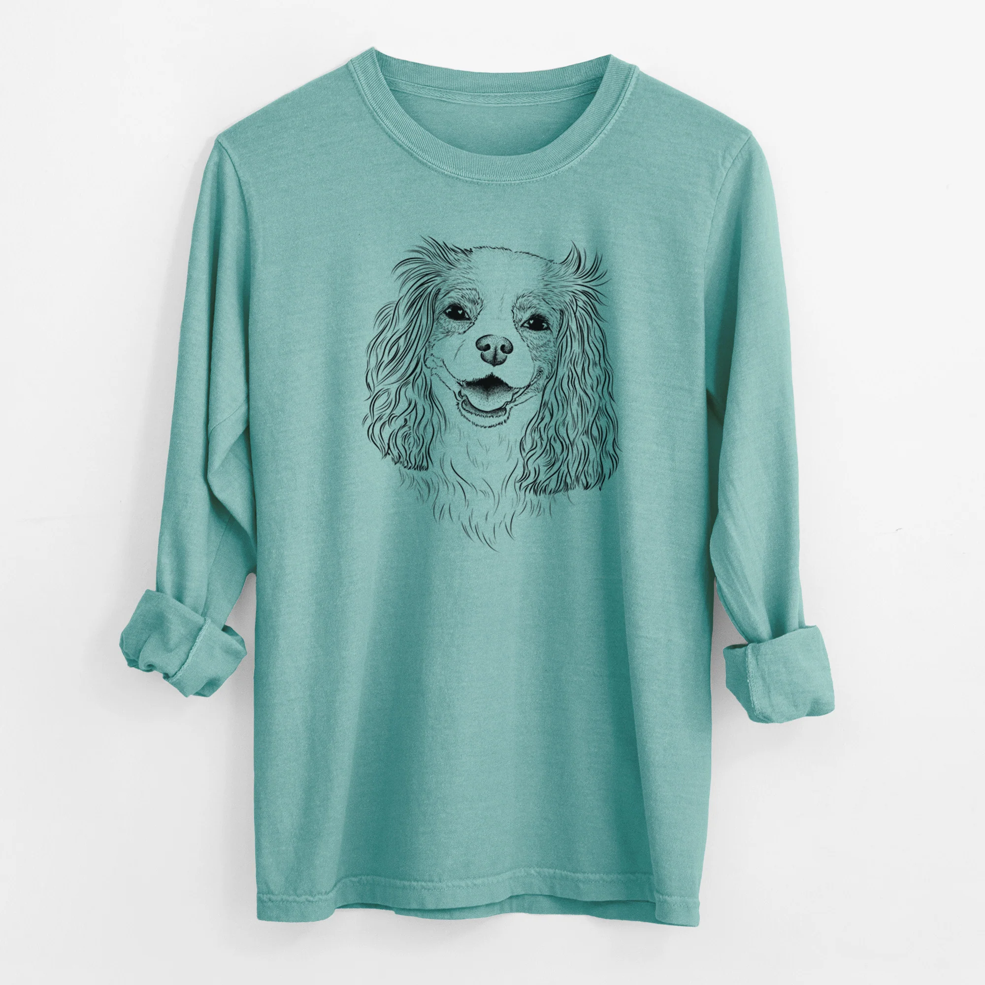 Bare Halley Comet the Cavalier King Charles Spaniel - Men's Heavyweight 100% Cotton Long Sleeve
