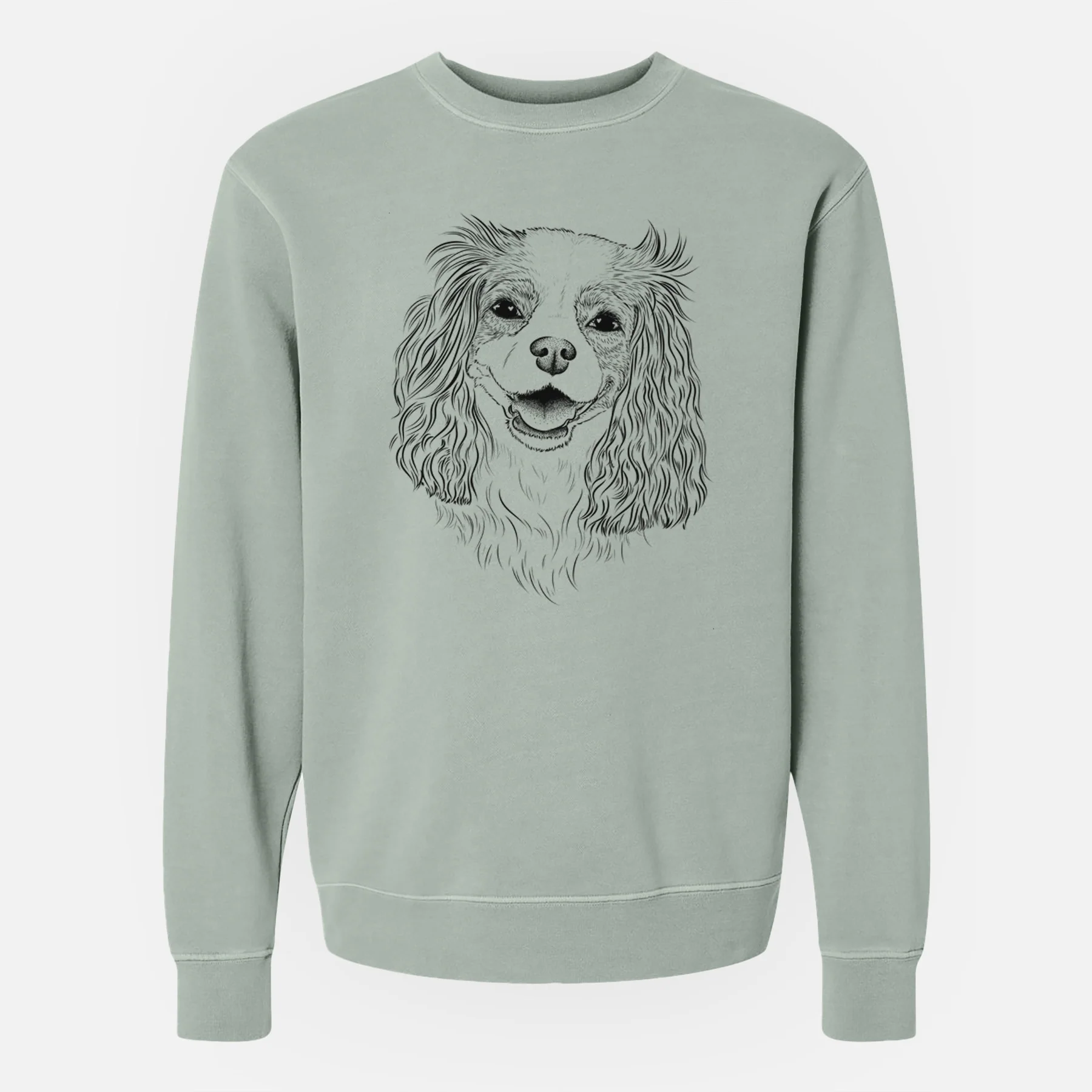 Bare Halley Comet the Cavalier King Charles Spaniel - Unisex Pigment Dyed Crew Sweatshirt - Image 6