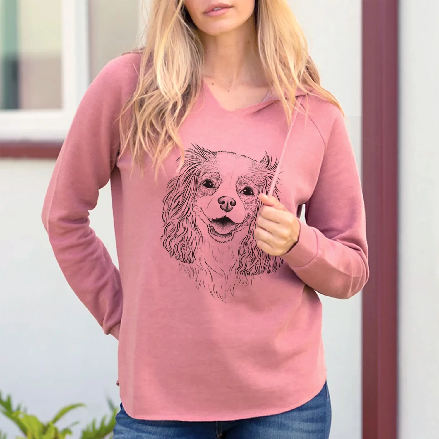 Bare Halley Comet the Cavalier King Charles Spaniel - Cali Wave Hooded Sweatshirt