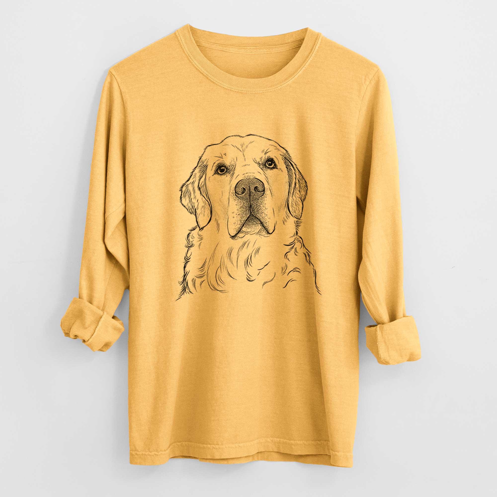 Bare Hank the Irish Cream Golden Retriever - Men's Heavyweight 100% Cotton Long Sleeve - Image 3