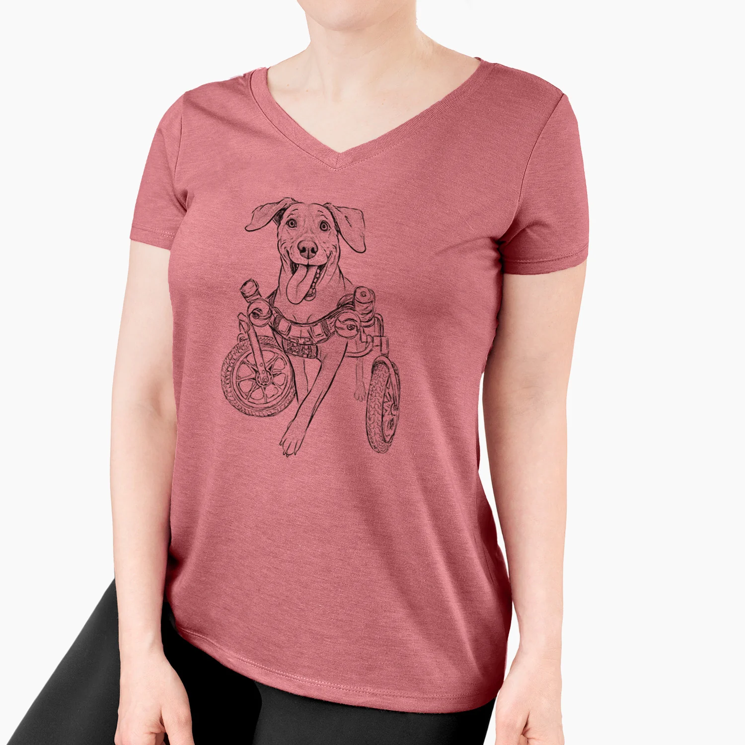 Bare Hannah the Pitbull Mix - Women's V-neck Shirt - Image 7