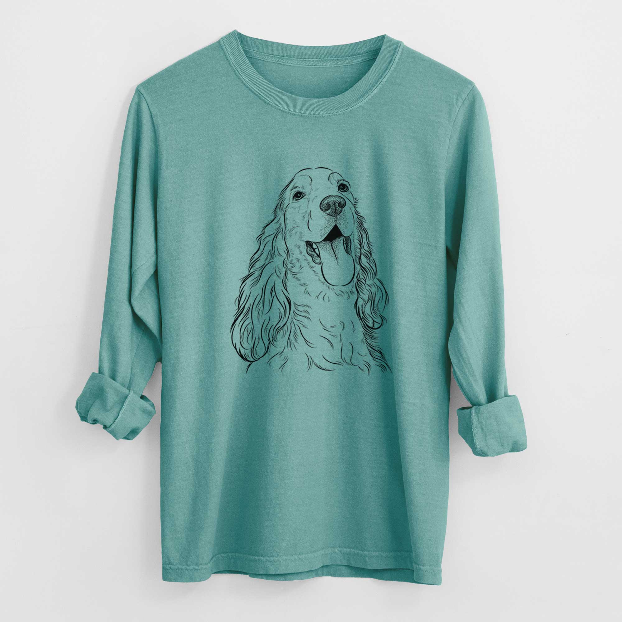 Bare Happy Henry the English Cocker Spaniel - Men's Heavyweight 100% Cotton Long Sleeve