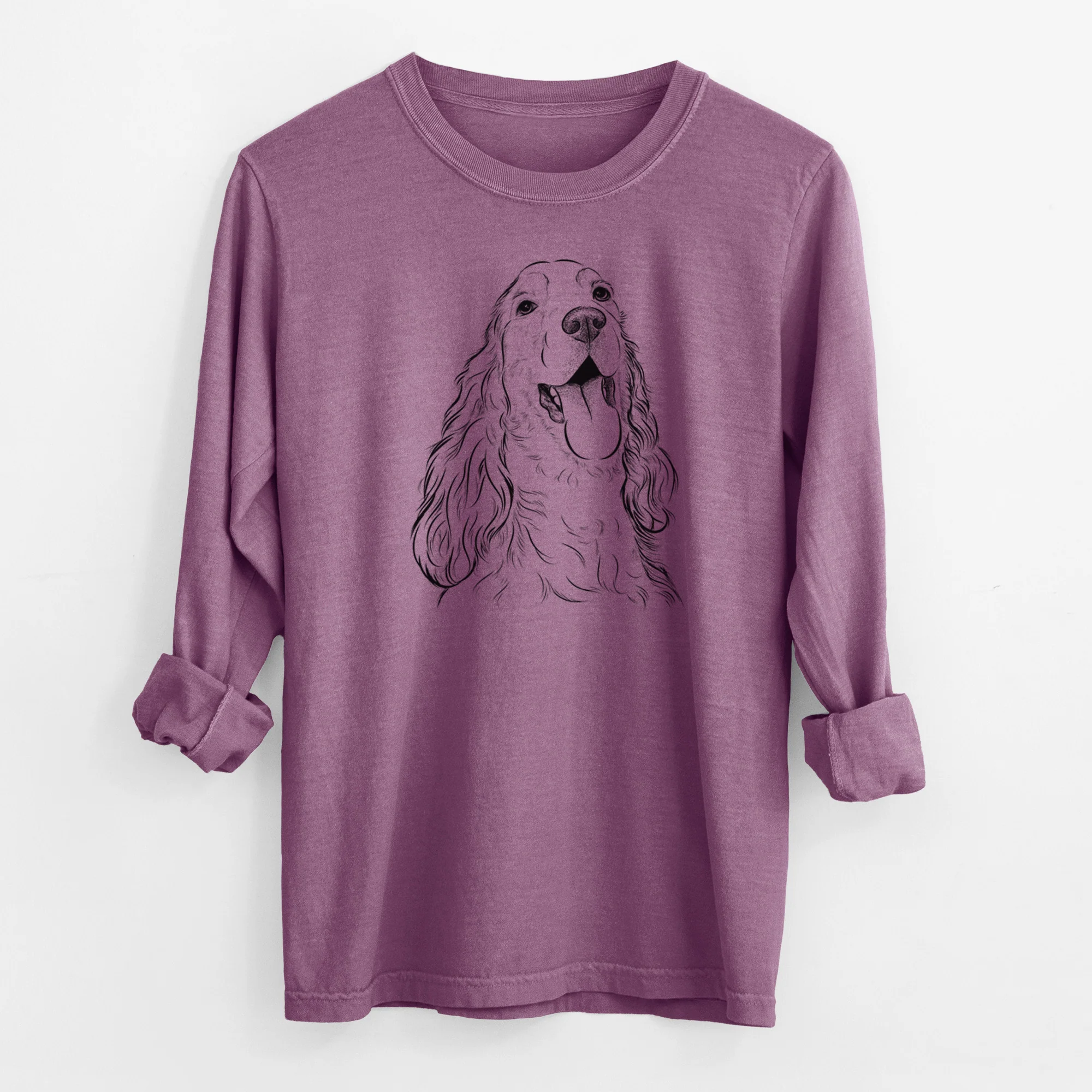 Bare Happy Henry the English Cocker Spaniel - Men's Heavyweight 100% Cotton Long Sleeve - Image 9