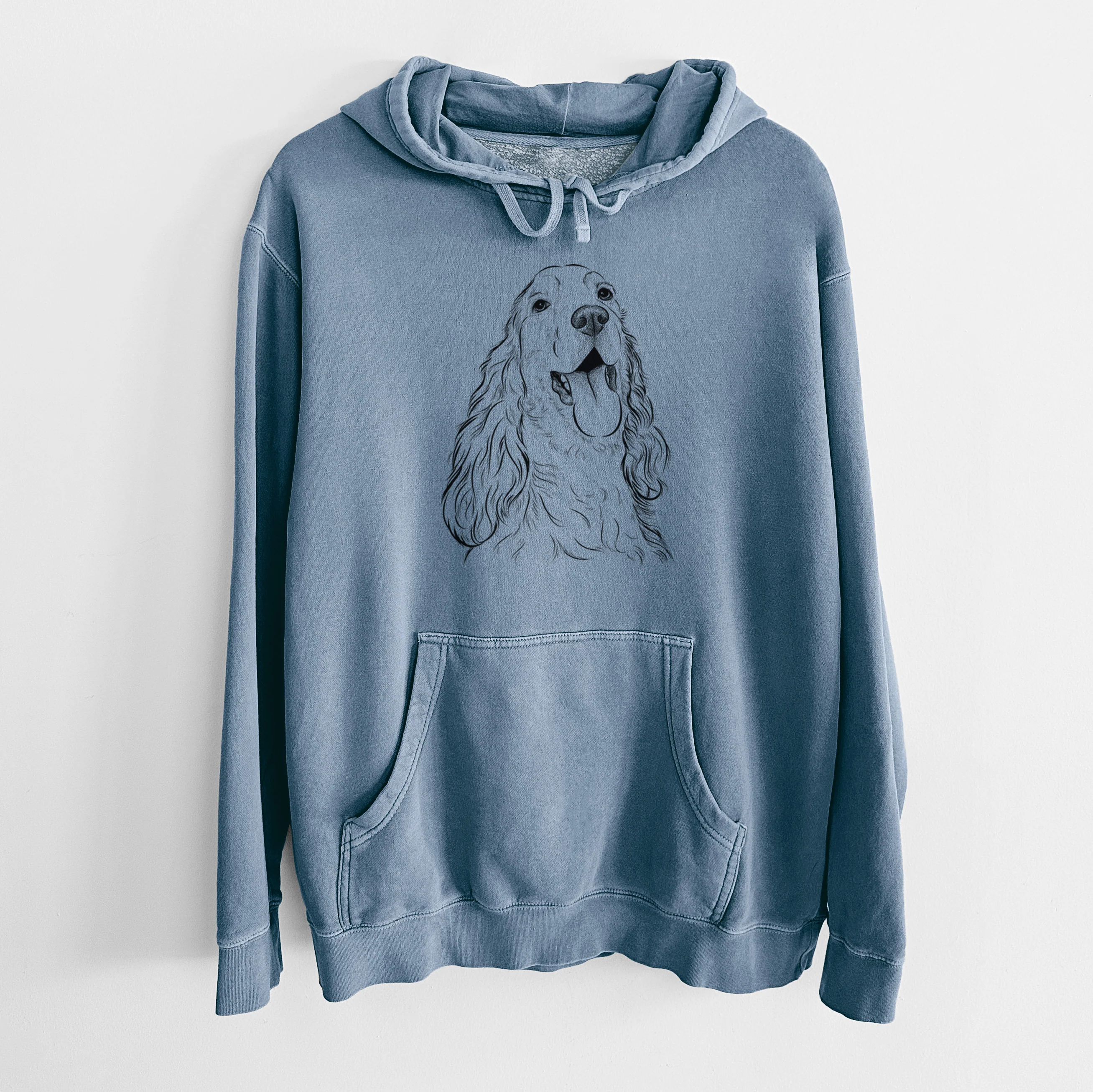 Bare Happy Henry the English Cocker Spaniel - Unisex Pigment Dyed Hoodie - Image 7