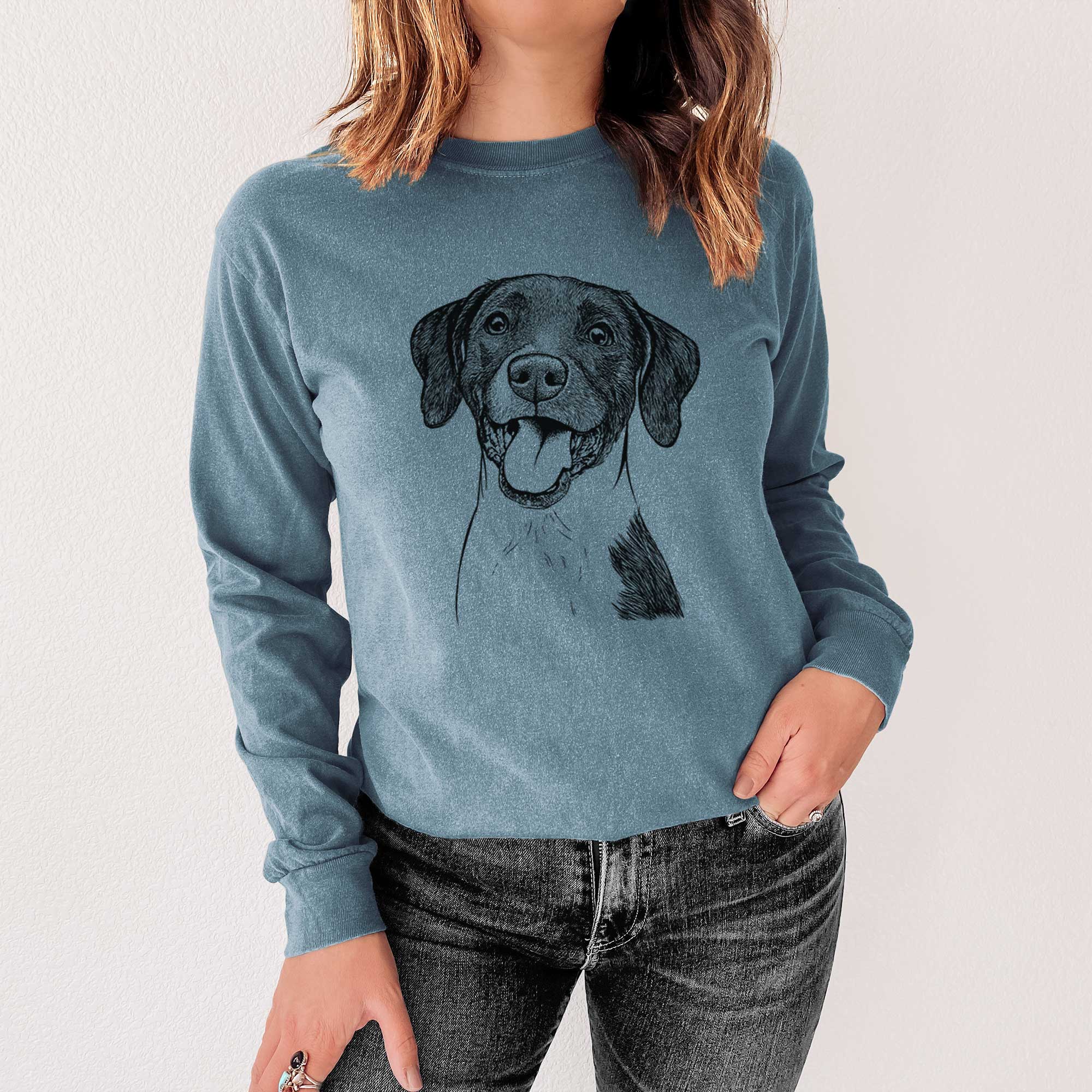 Bare Harper the Mixed Breed - Men's Heavyweight 100% Cotton Long Sleeve - Image 4