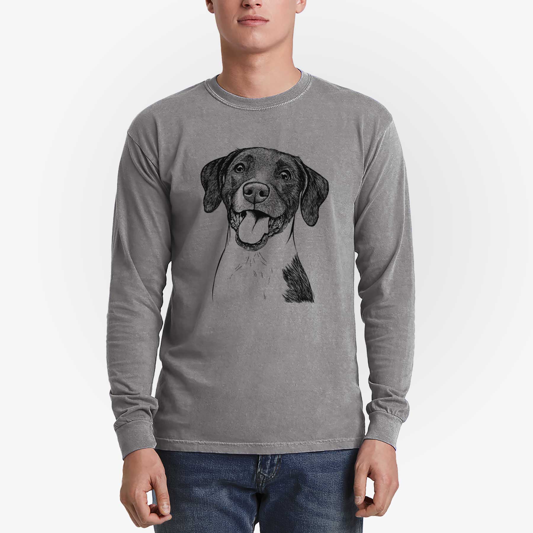 Bare Harper the Mixed Breed - Men's Heavyweight 100% Cotton Long Sleeve - Image 5