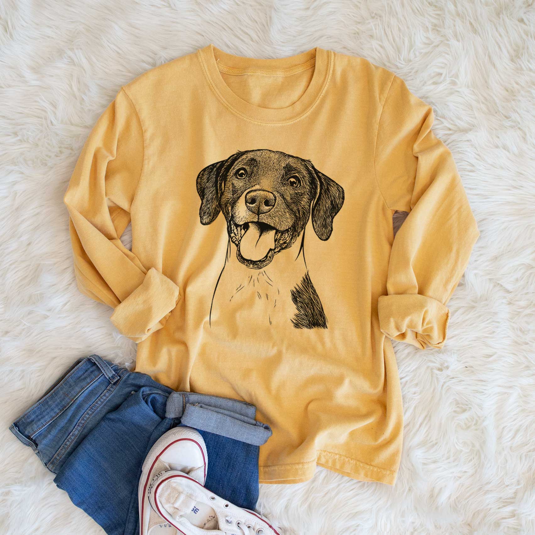 Bare Harper the Mixed Breed - Men's Heavyweight 100% Cotton Long Sleeve - Image 6