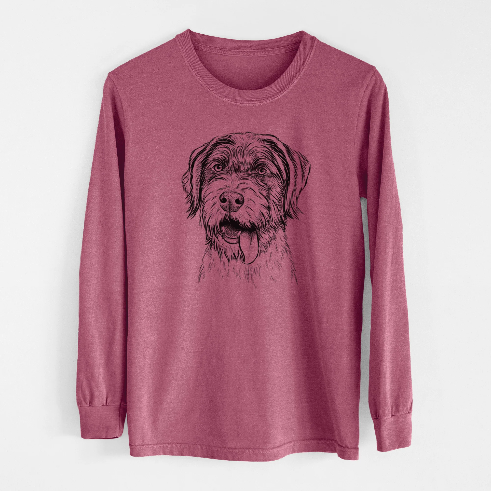 Bare Hazel the German Wirehaired Pointer Mix - Men's Heavyweight 100% Cotton Long Sleeve - Image 10