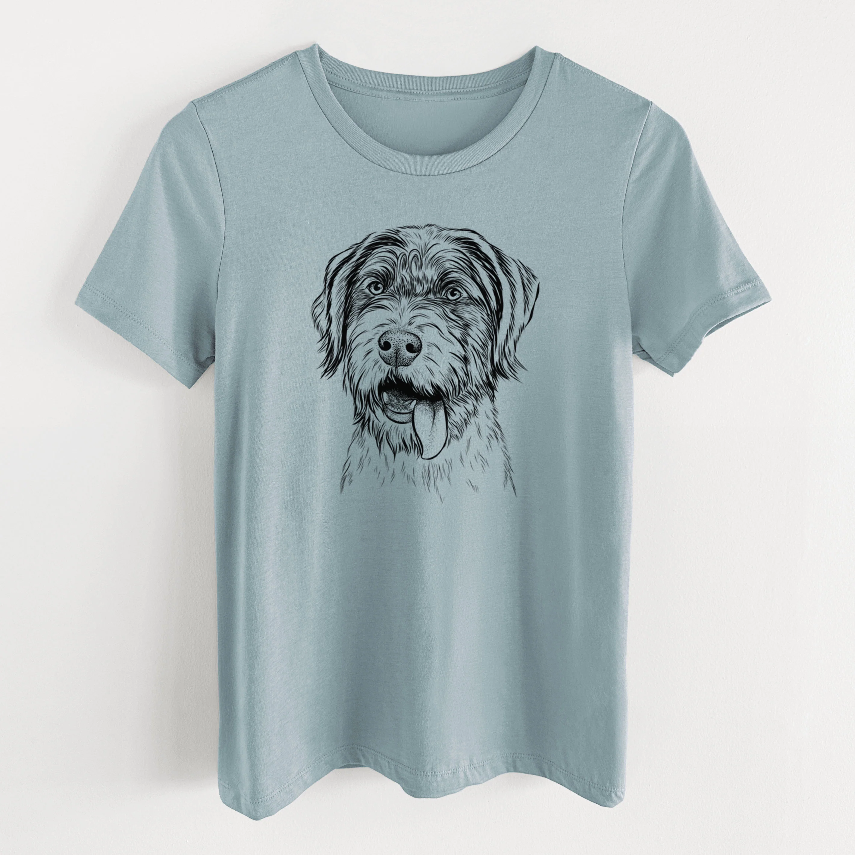 Bare Hazel the German Wirehaired Pointer Mix - Women's Lightweight Relaxed Fit 100% Cotton Crewneck - Image 9