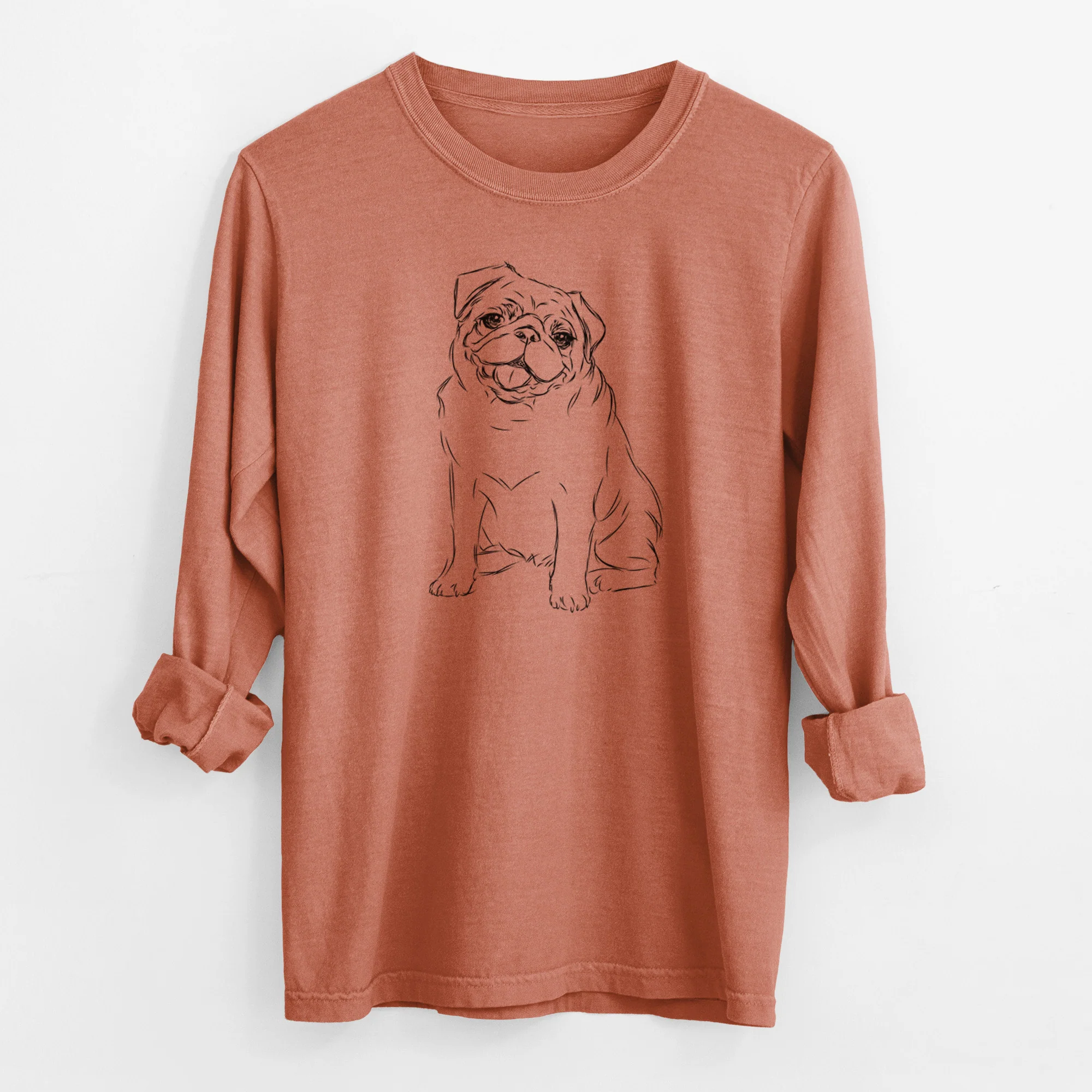 Bare Higgins the Pug - Men's Heavyweight 100% Cotton Long Sleeve - Image 13
