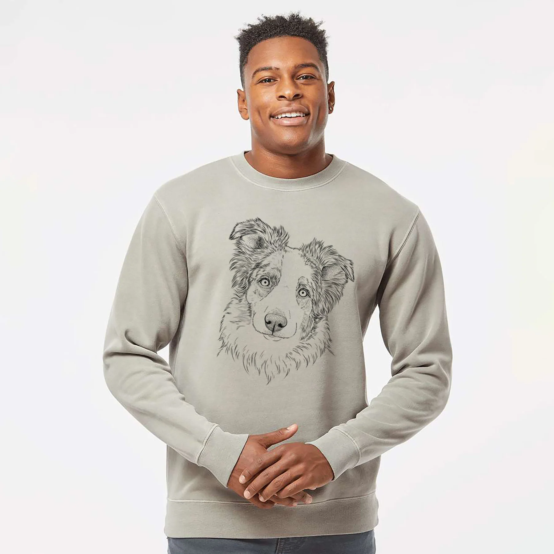 Bare HoneyBee the Miniature Australian Shepherd - Unisex Pigment Dyed Crew Sweatshirt - Image 4