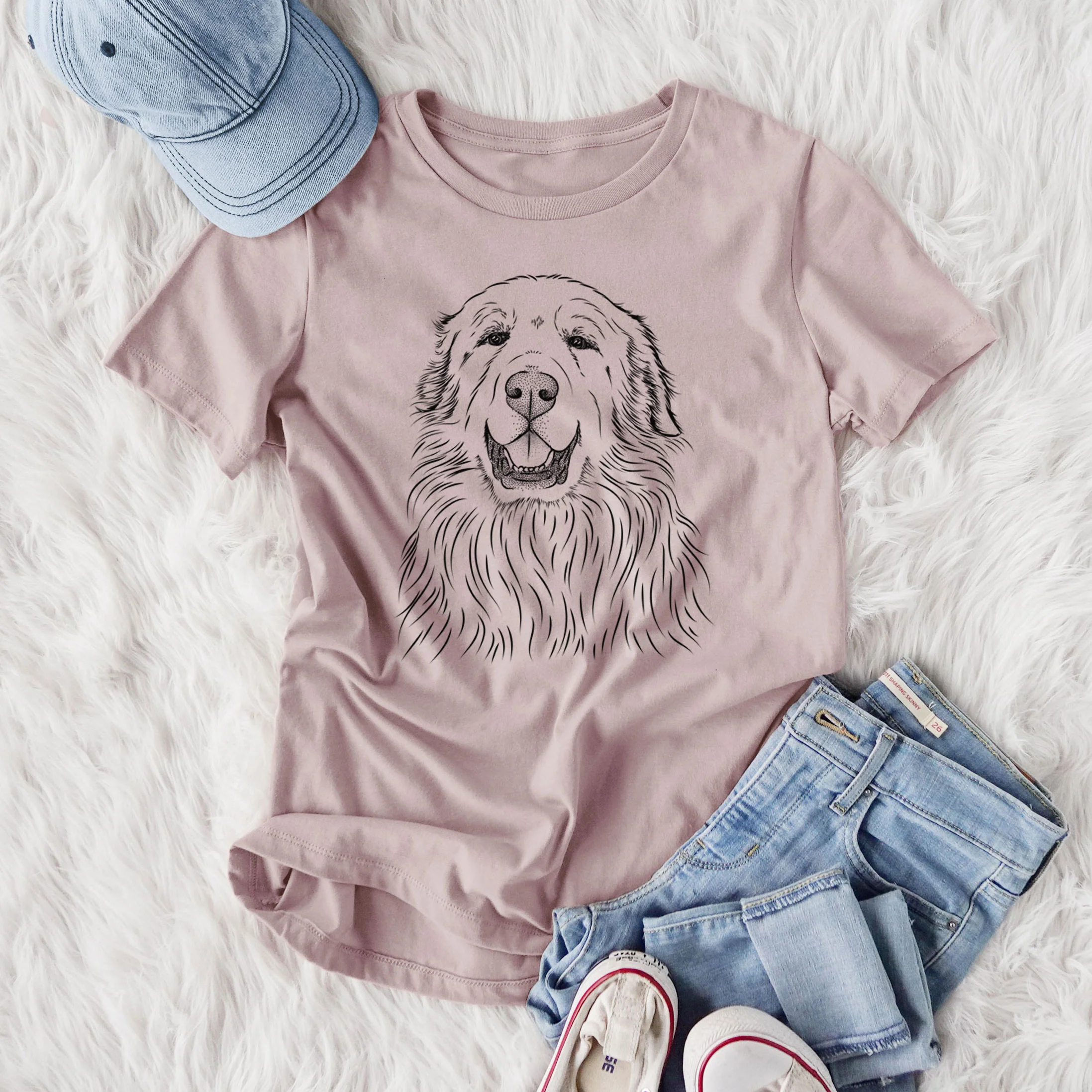 Bare Horton the Great Pyrenees - Women's Lightweight Relaxed Fit 100% Cotton Crewneck - Image 4