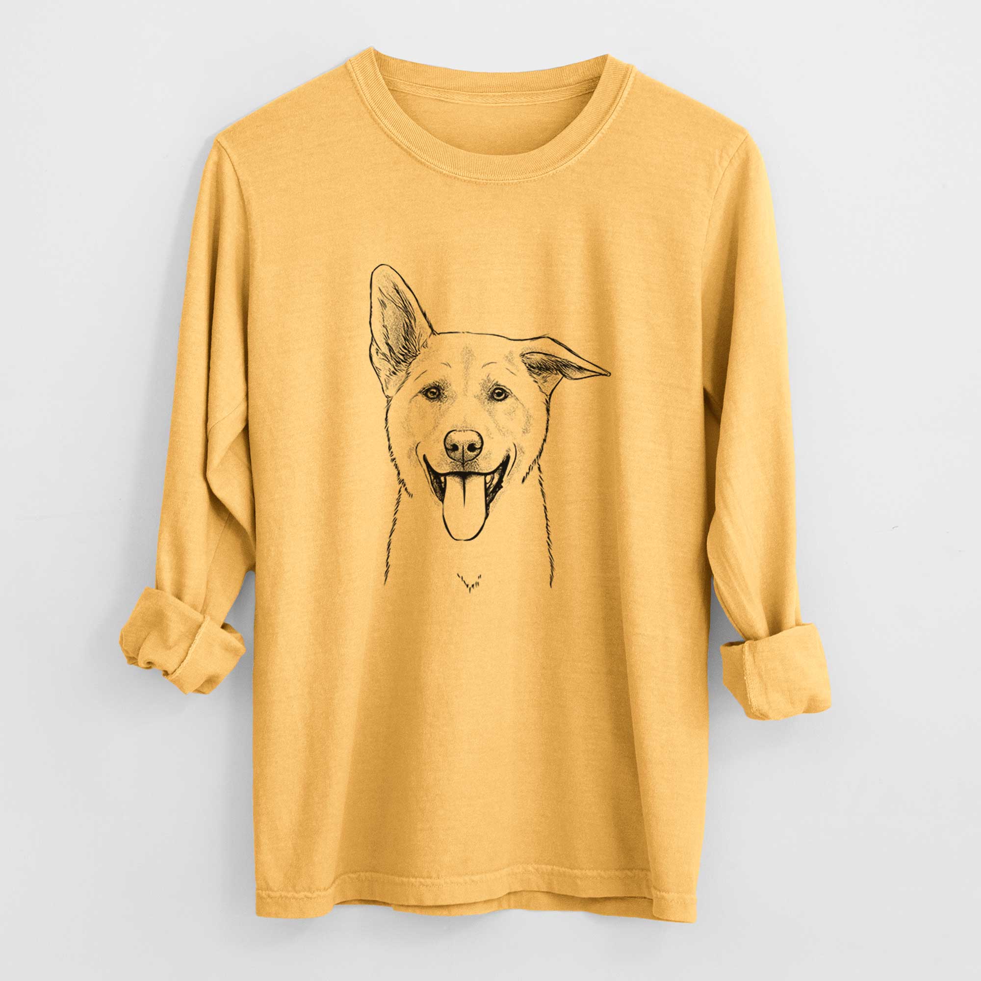 Bare Hoya the Korean Jindo - Men's Heavyweight 100% Cotton Long Sleeve - Image 3