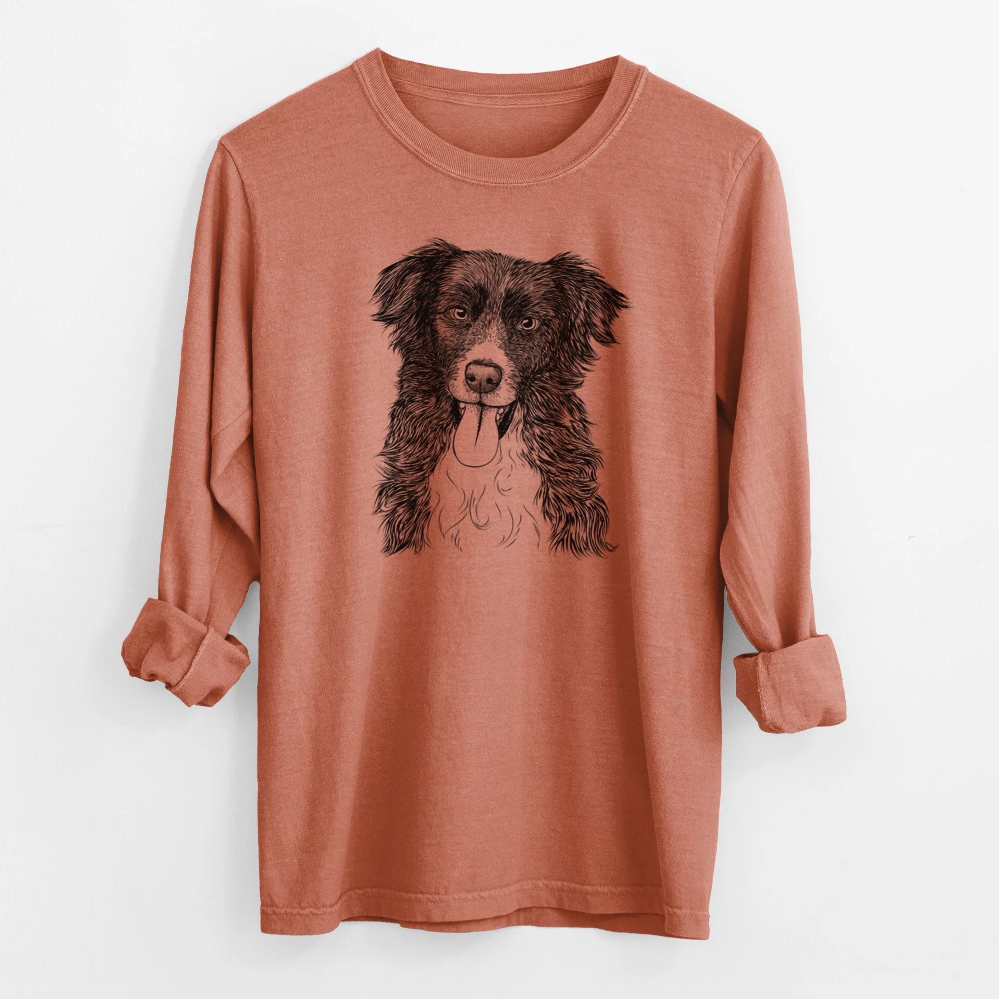 Bare Indi the Border Collie - Men's Heavyweight 100% Cotton Long Sleeve - Image 13