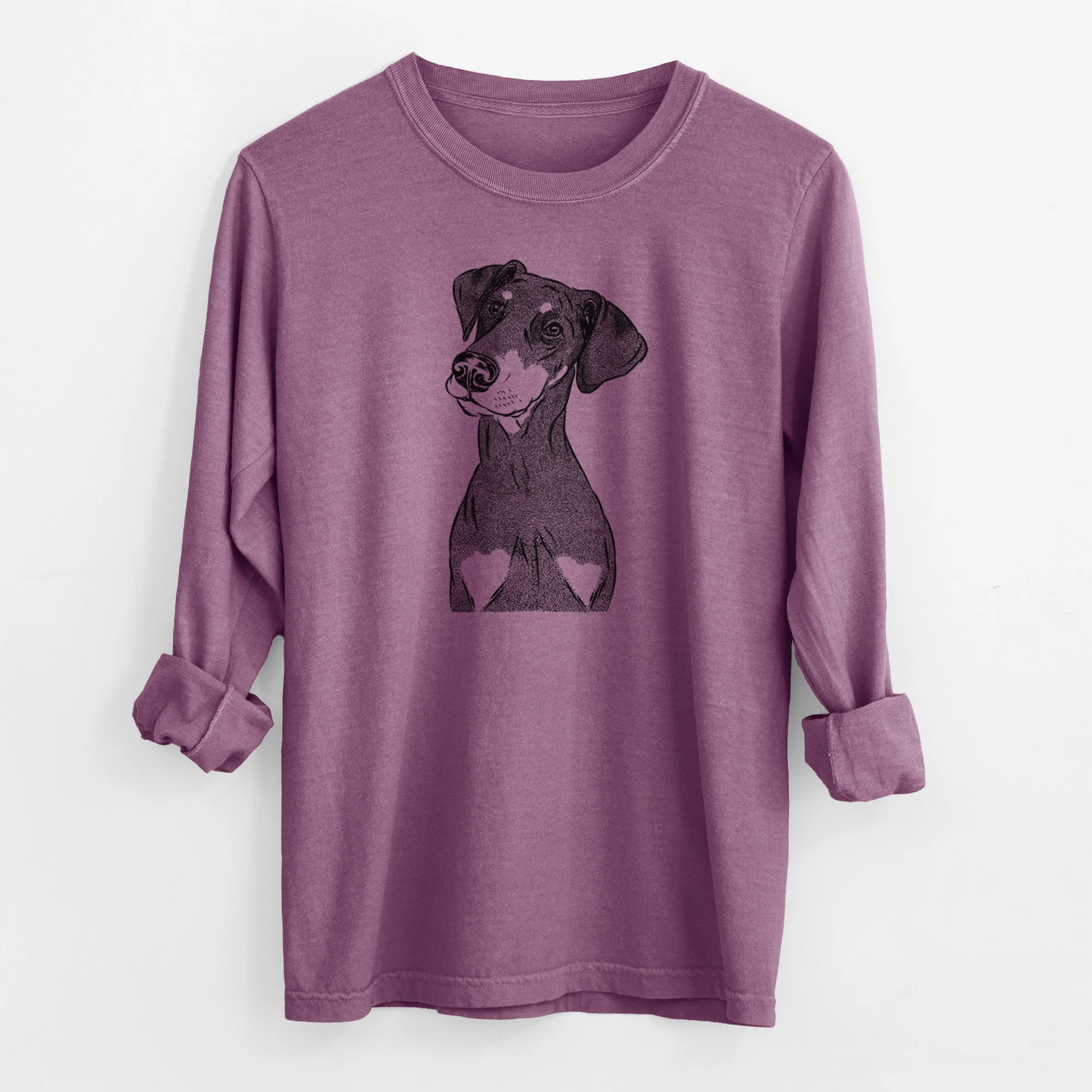 Bare Iroh the Doberman Pinscher - Men's Heavyweight 100% Cotton Long Sleeve - Image 9