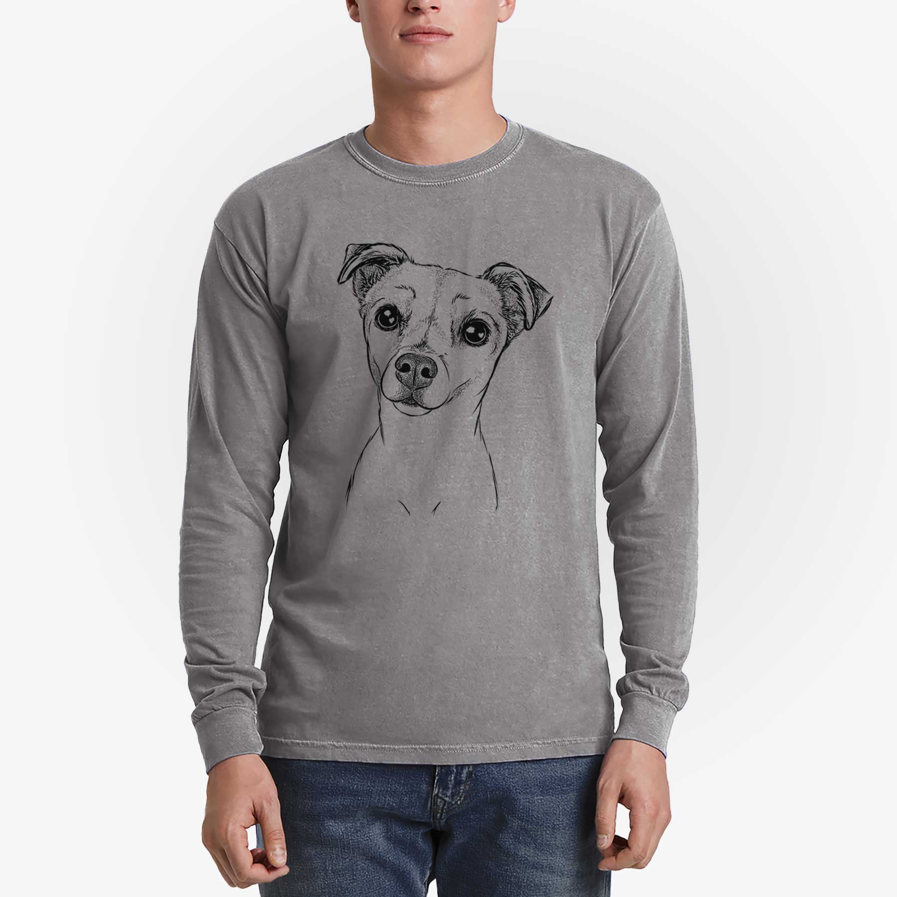 Bare Izzy the Chiweenie - Men's Heavyweight 100% Cotton Long Sleeve - Image 5