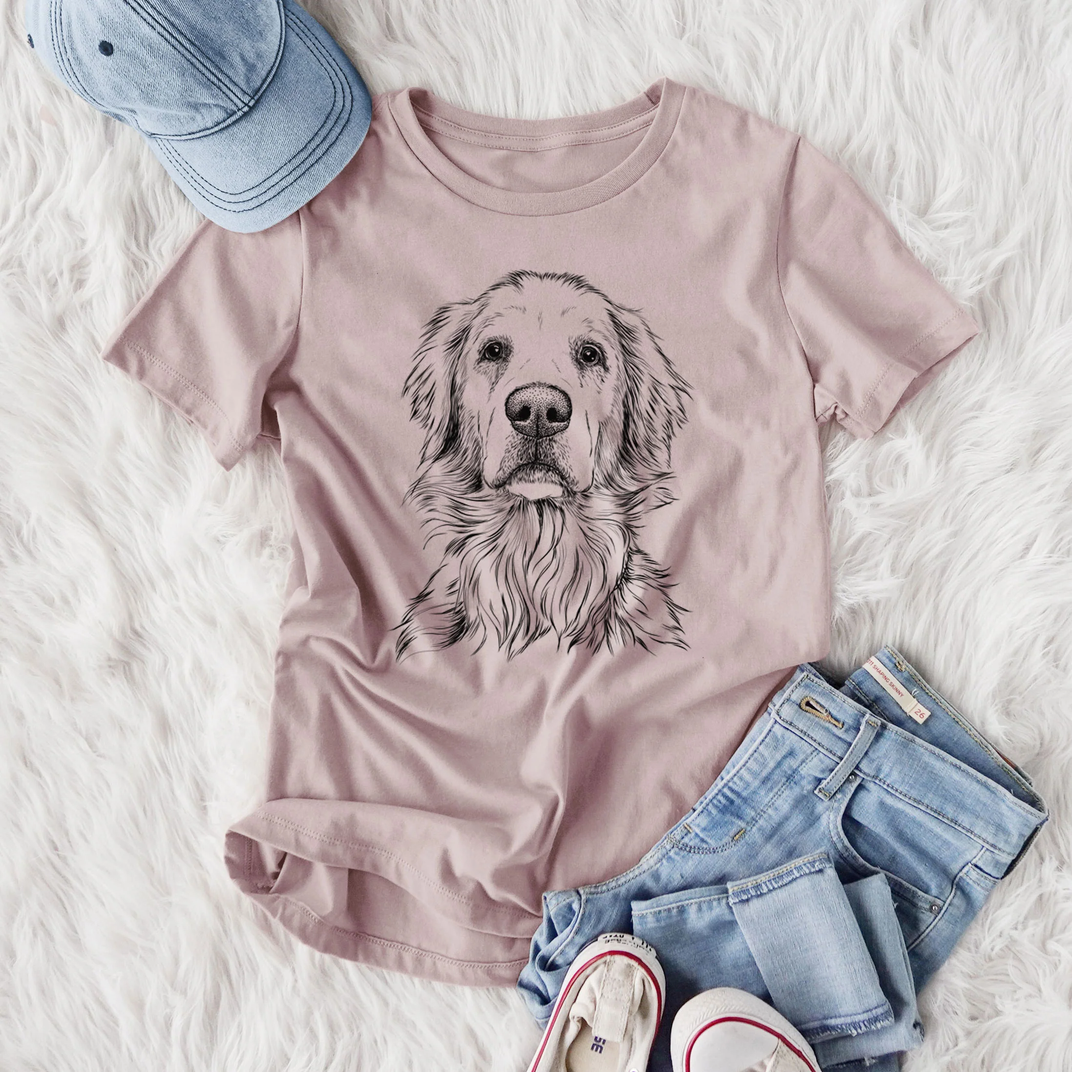 Bare Jake aroni the Golden Retriever - Women's Lightweight Relaxed Fit 100% Cotton Crewneck - Image 4