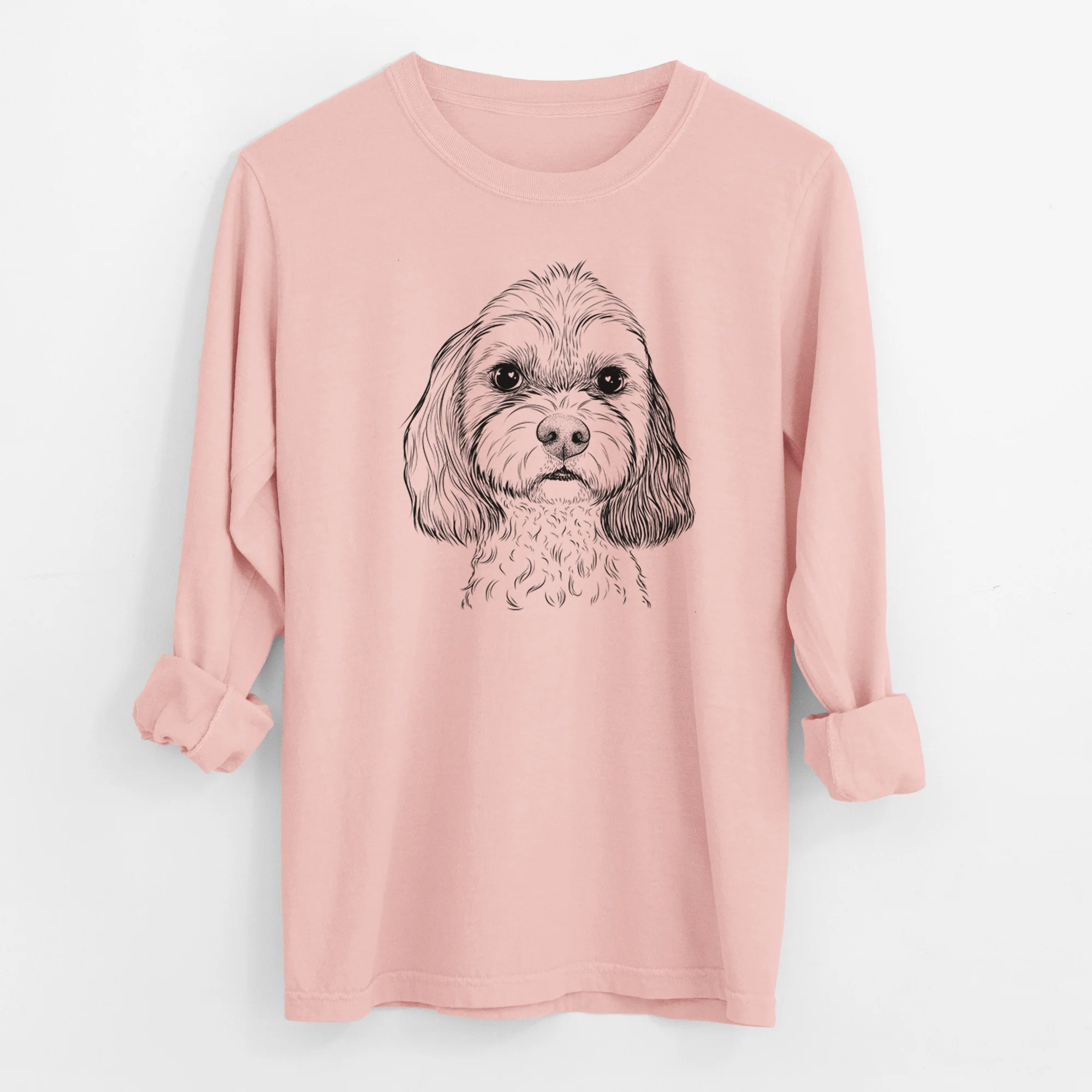 Bare Jasper Diggins the Cavapoo - Men's Heavyweight 100% Cotton Long Sleeve - Image 11