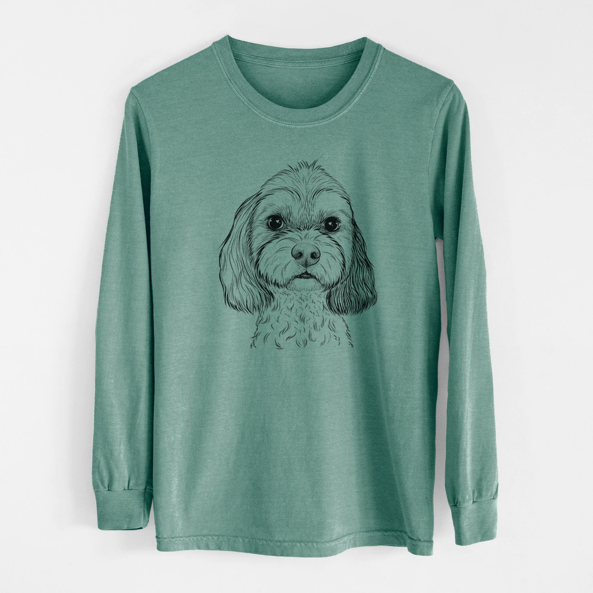 Bare Jasper Diggins the Cavapoo - Men's Heavyweight 100% Cotton Long Sleeve - Image 12