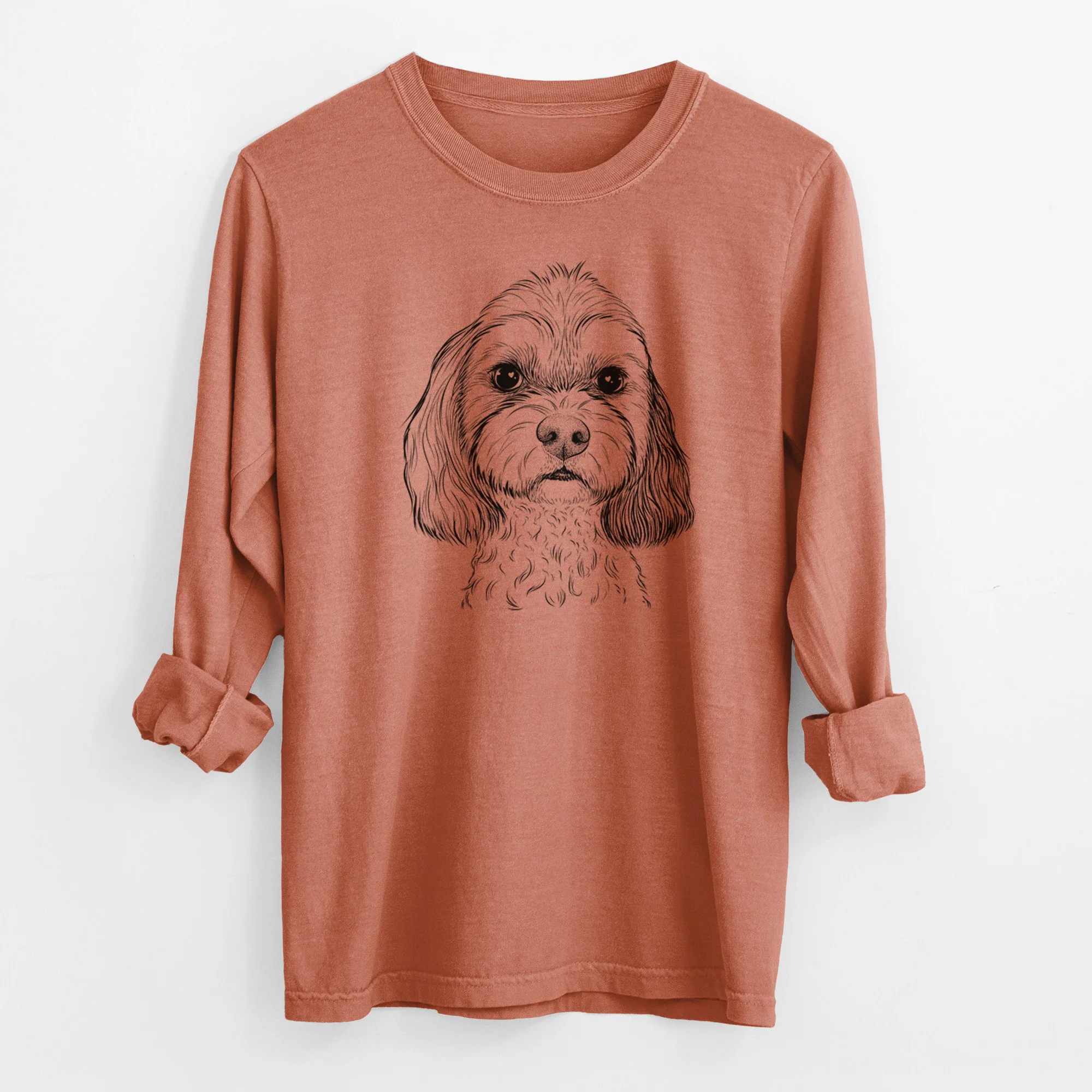 Bare Jasper Diggins the Cavapoo - Men's Heavyweight 100% Cotton Long Sleeve - Image 13