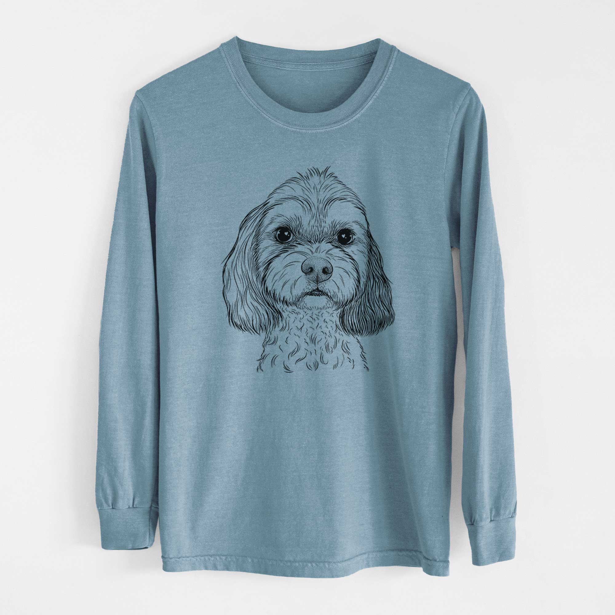 Bare Jasper Diggins the Cavapoo - Men's Heavyweight 100% Cotton Long Sleeve - Image 8