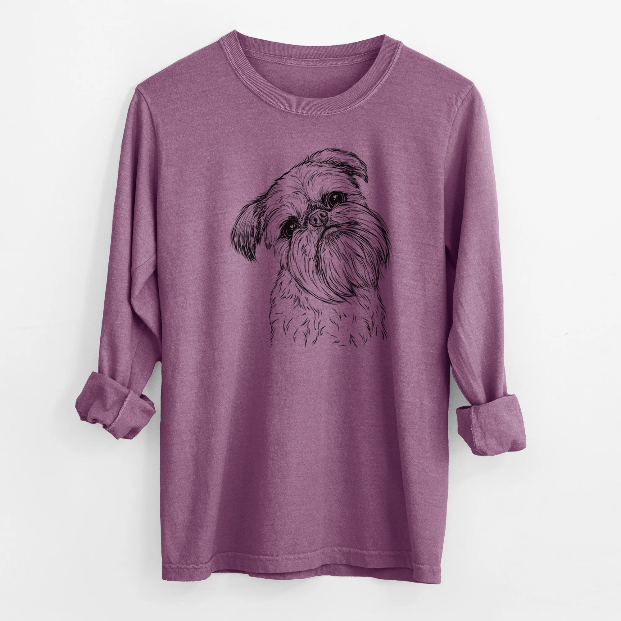 Bare Jasper Joe the Brussels Griffon - Men's Heavyweight 100% Cotton Long Sleeve - Image 9