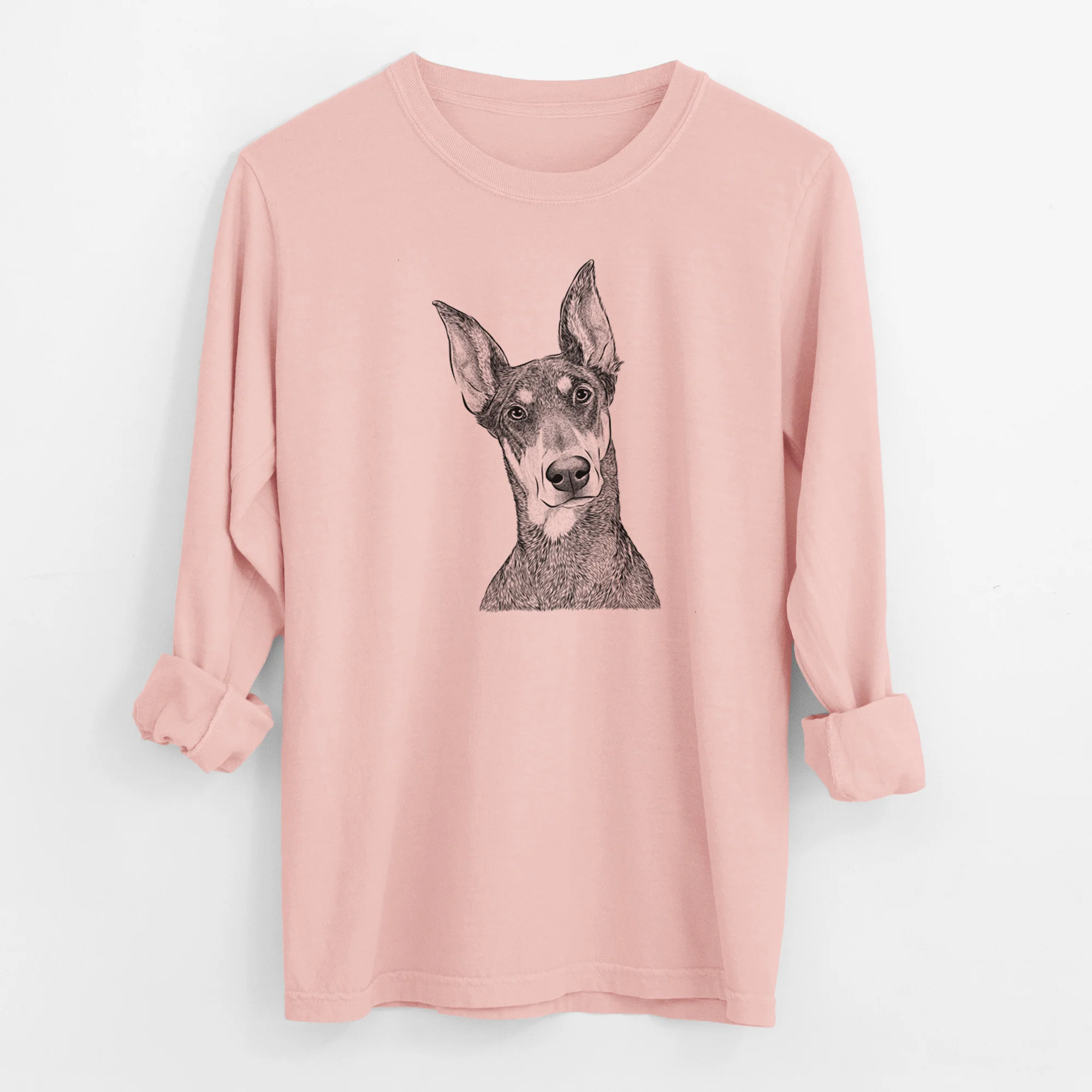 Bare Jenna the Doberman Pinscher - Men's Heavyweight 100% Cotton Long Sleeve - Image 11