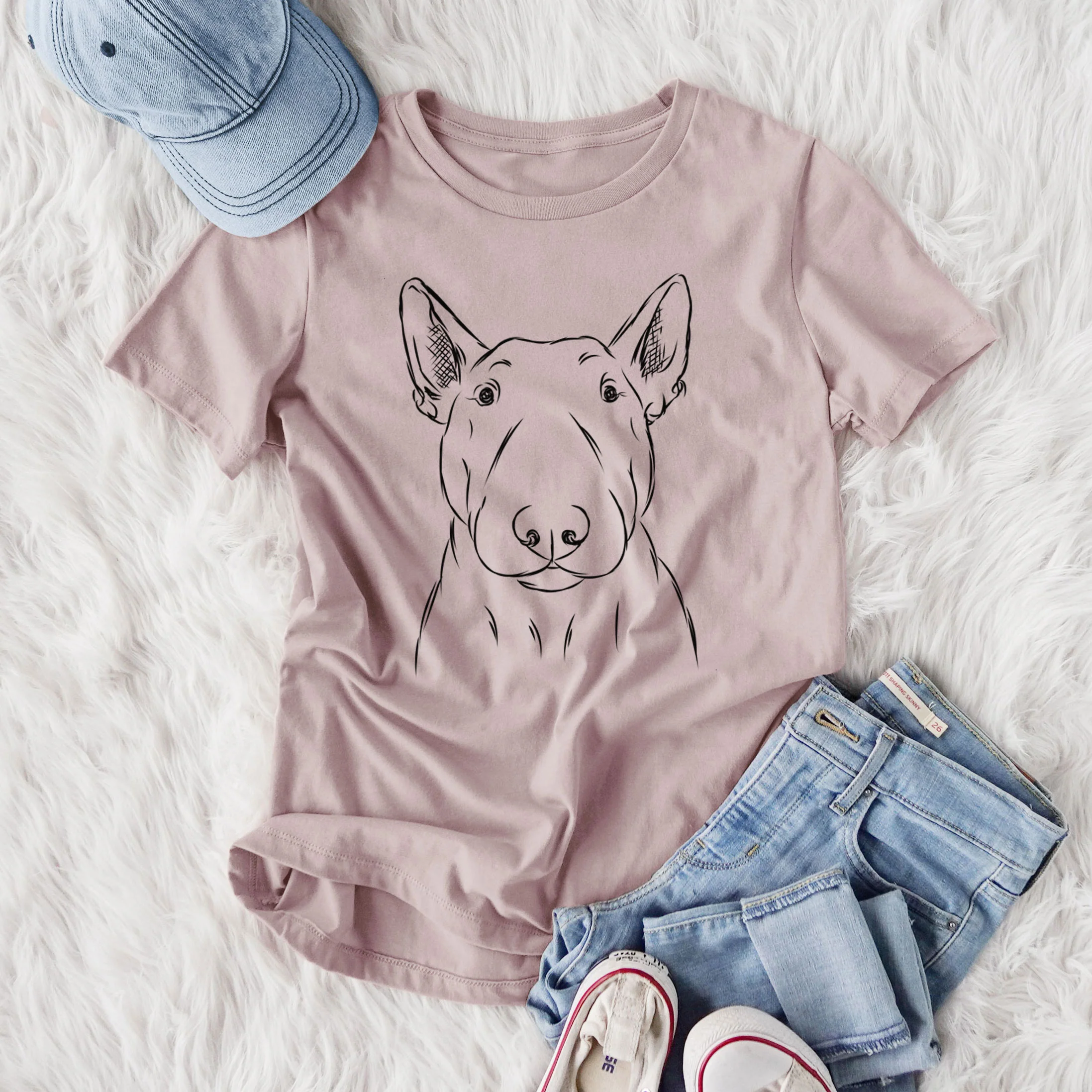 Bare Jett the Bull Terrier - Women's Lightweight Relaxed Fit 100% Cotton Crewneck - Image 4