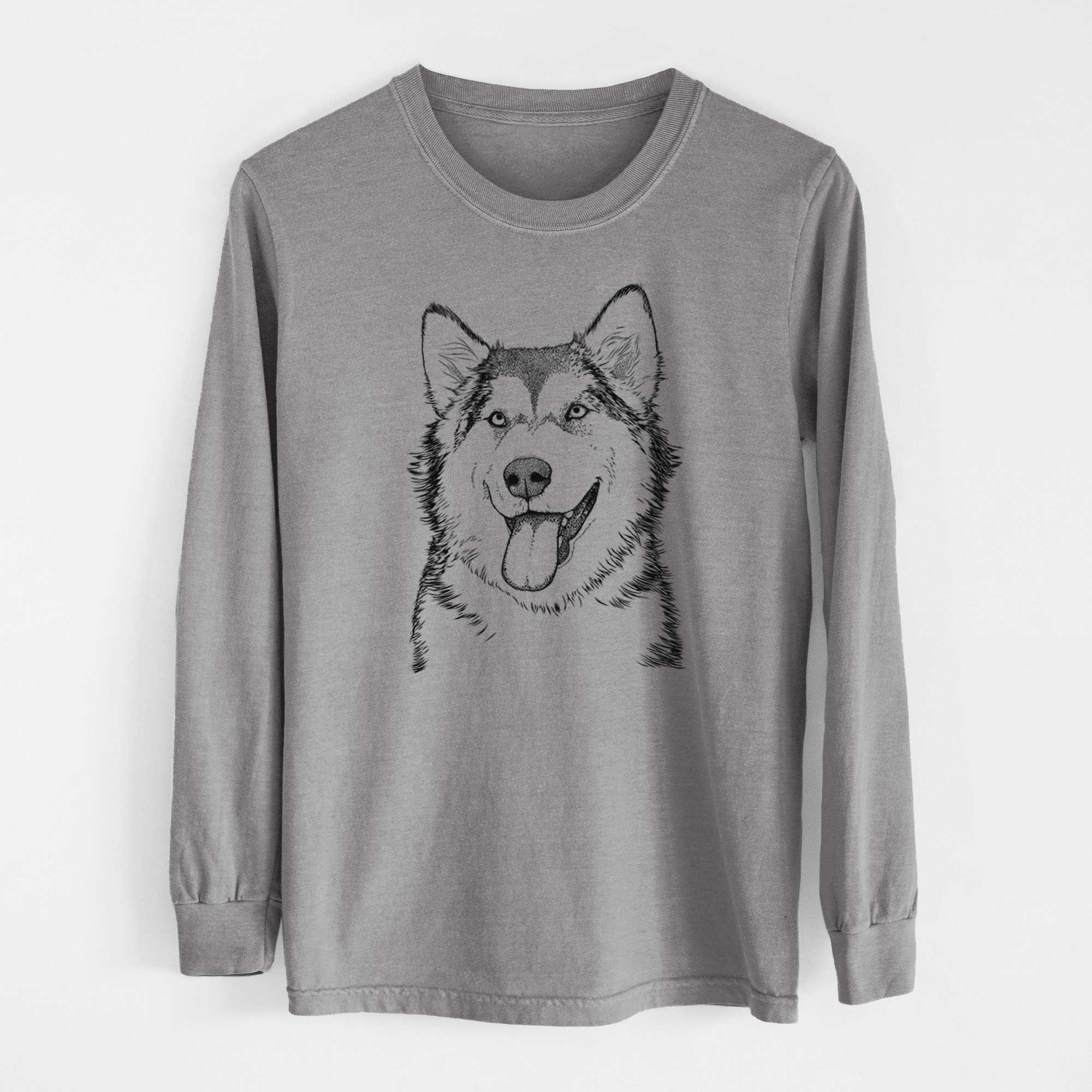 Bare Kaskae the Alaskan Malamute - Men's Heavyweight 100% Cotton Long Sleeve - Image 7