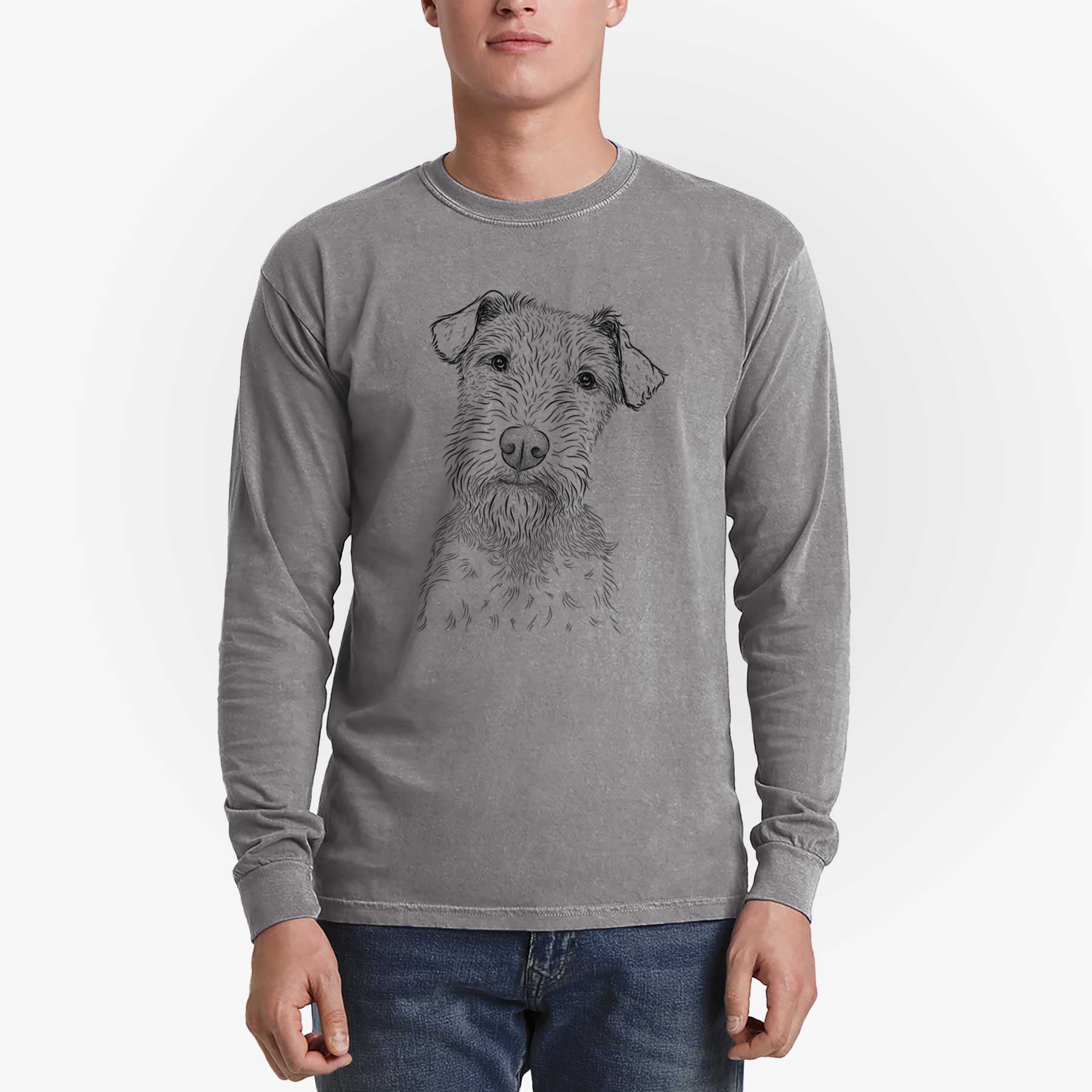 Bare Kiara the Welsh Terrier - Men's Heavyweight 100% Cotton Long Sleeve - Image 5