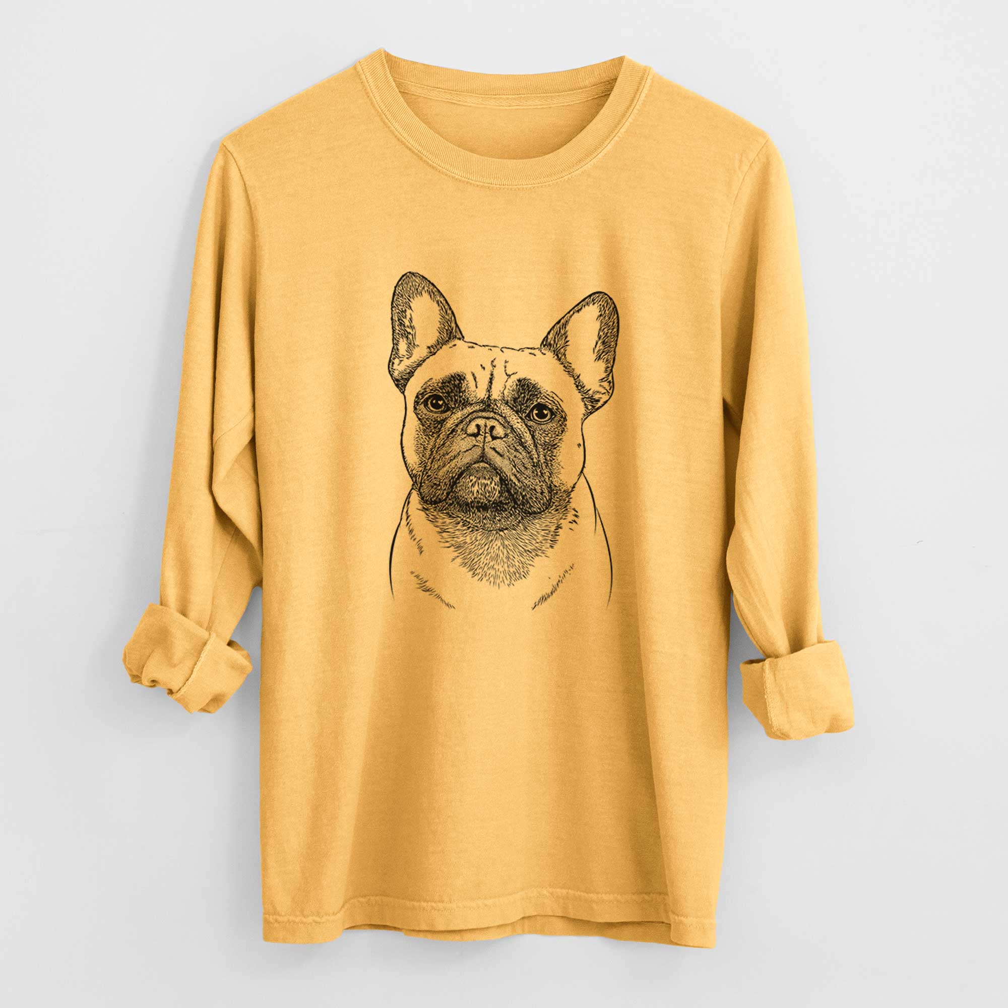 Bare Kingsleigh the French Bulldog - Men's Heavyweight 100% Cotton Long Sleeve - Image 3