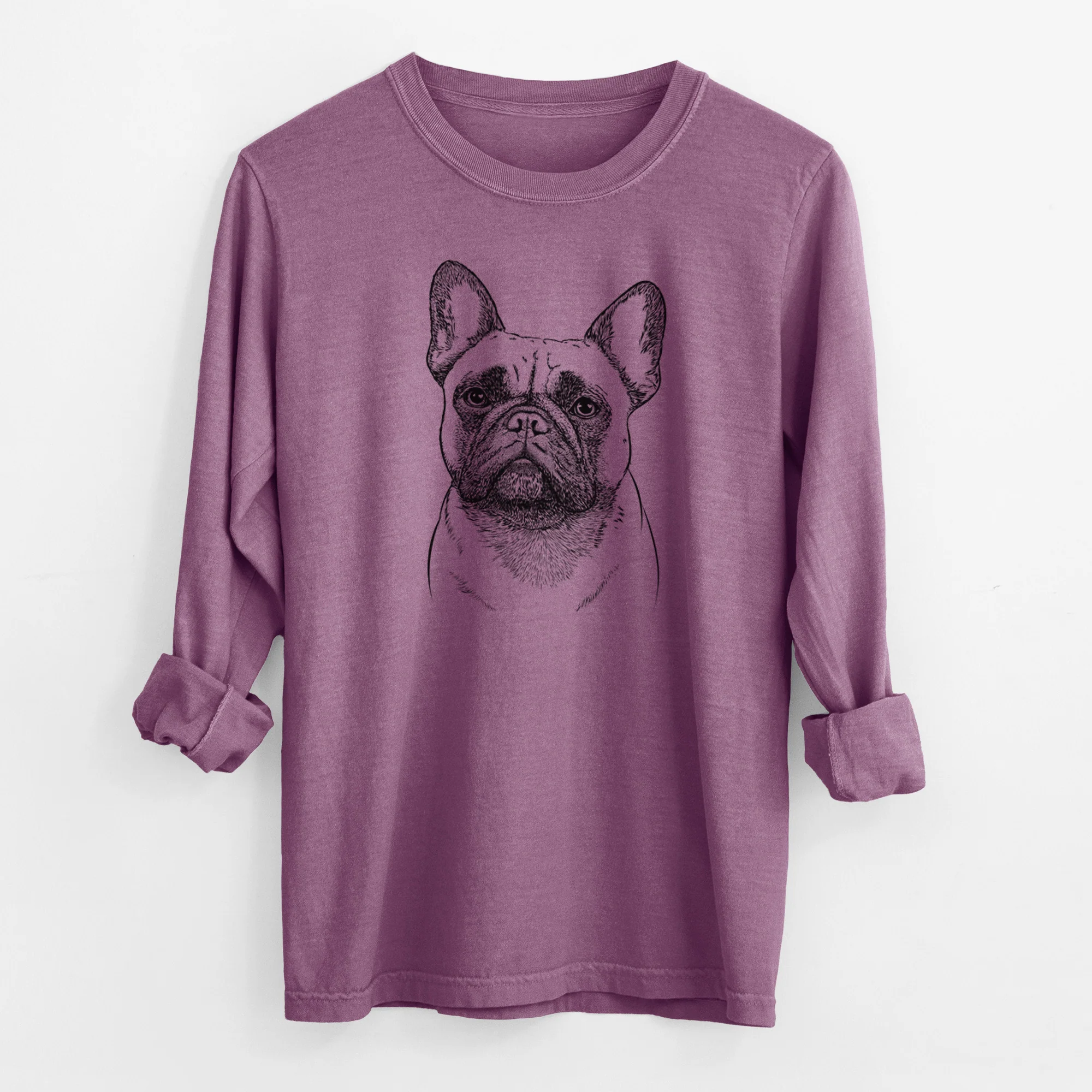 Bare Kingsleigh the French Bulldog - Men's Heavyweight 100% Cotton Long Sleeve - Image 9