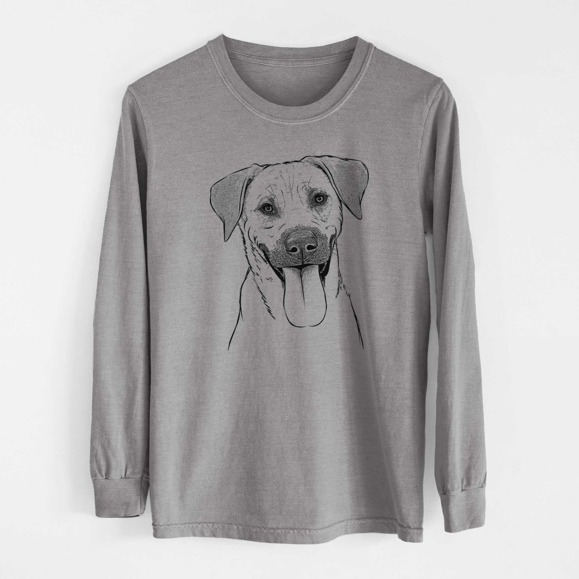 Bare Koda the Black Mouth Cur - Men's Heavyweight 100% Cotton Long Sleeve - Image 7
