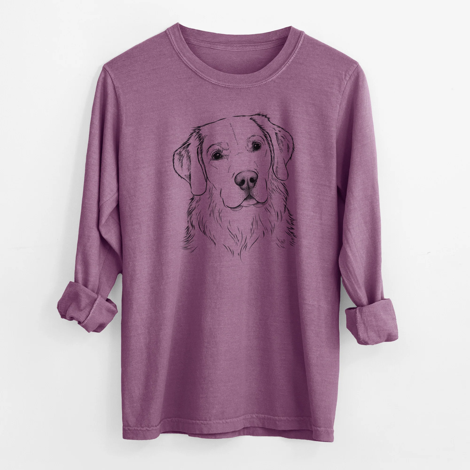Bare Kula the Golden Retriever - Men's Heavyweight 100% Cotton Long Sleeve - Image 9