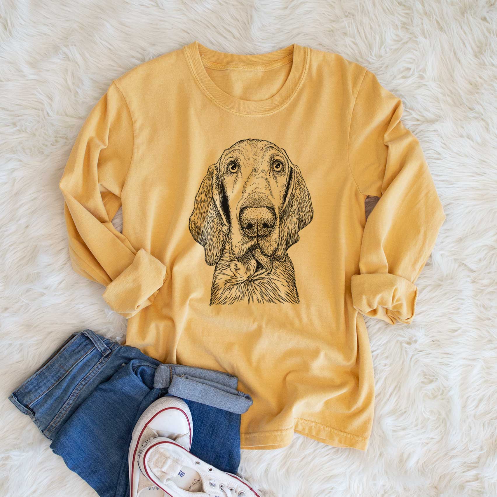 Bare Kylie the Bracco Italiano - Men's Heavyweight 100% Cotton Long Sleeve - Image 6