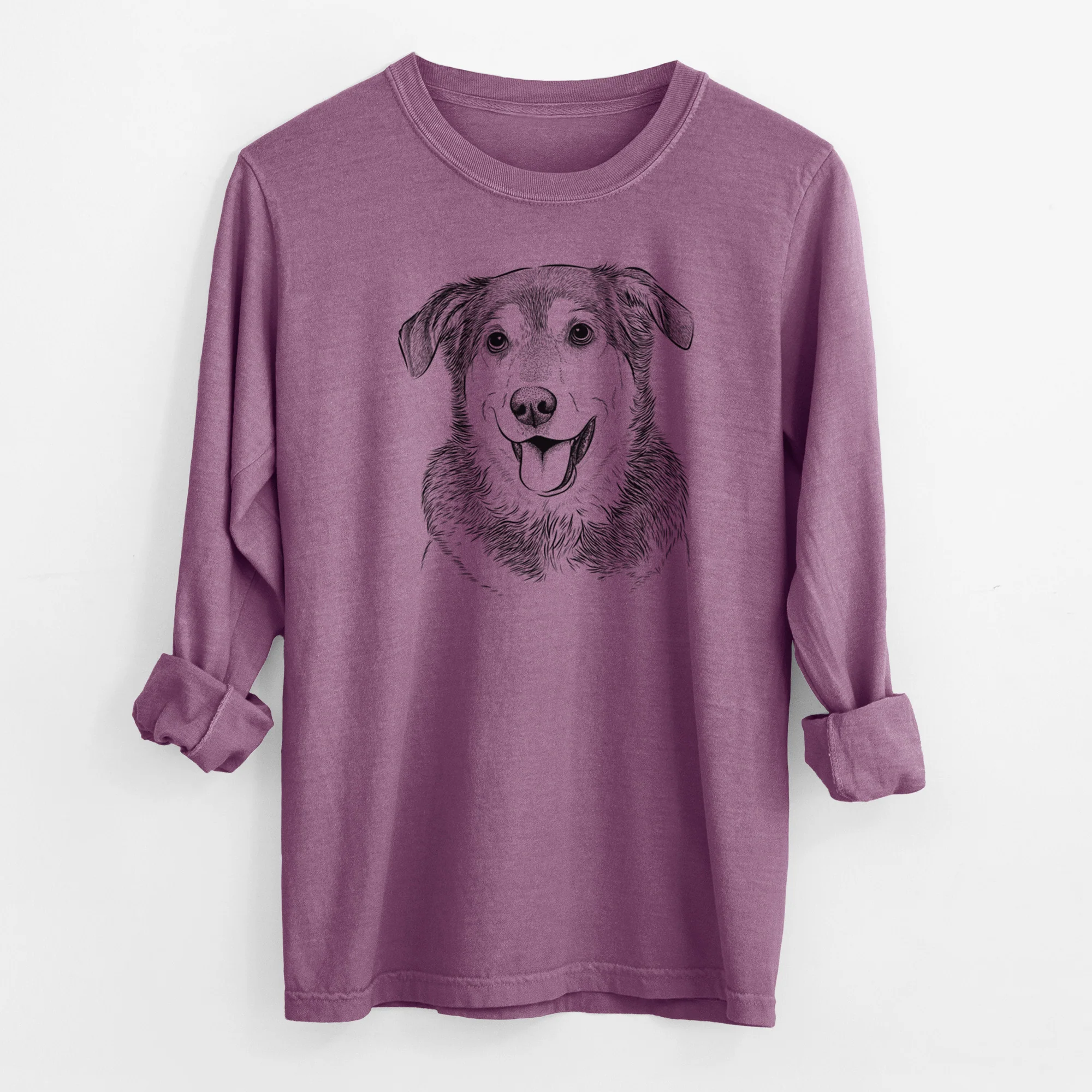 Bare Lance the Lab/Shepherd Mix - Men's Heavyweight 100% Cotton Long Sleeve - Image 9