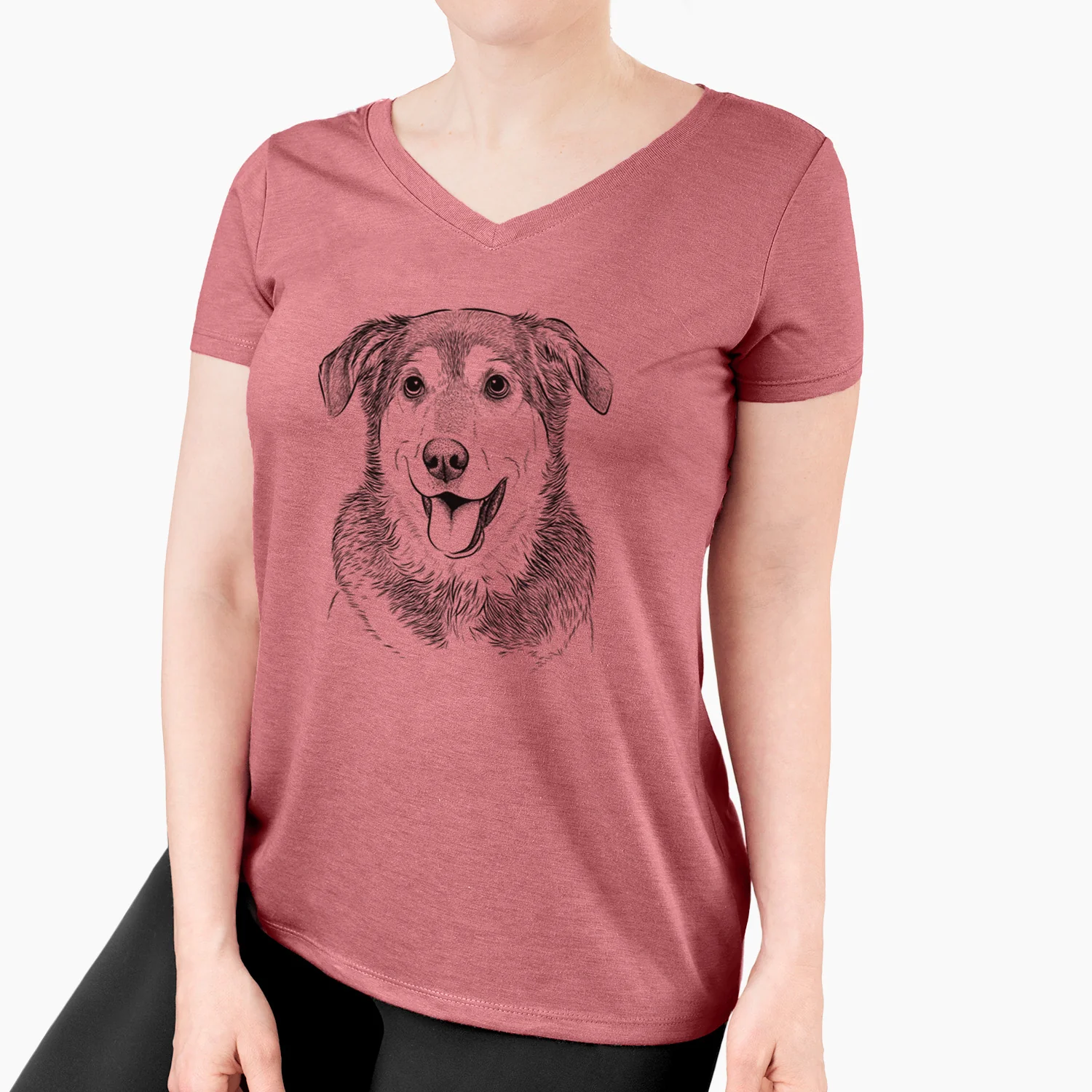 Bare Lance the Lab/Shepherd Mix - Women's V-neck Shirt - Image 7