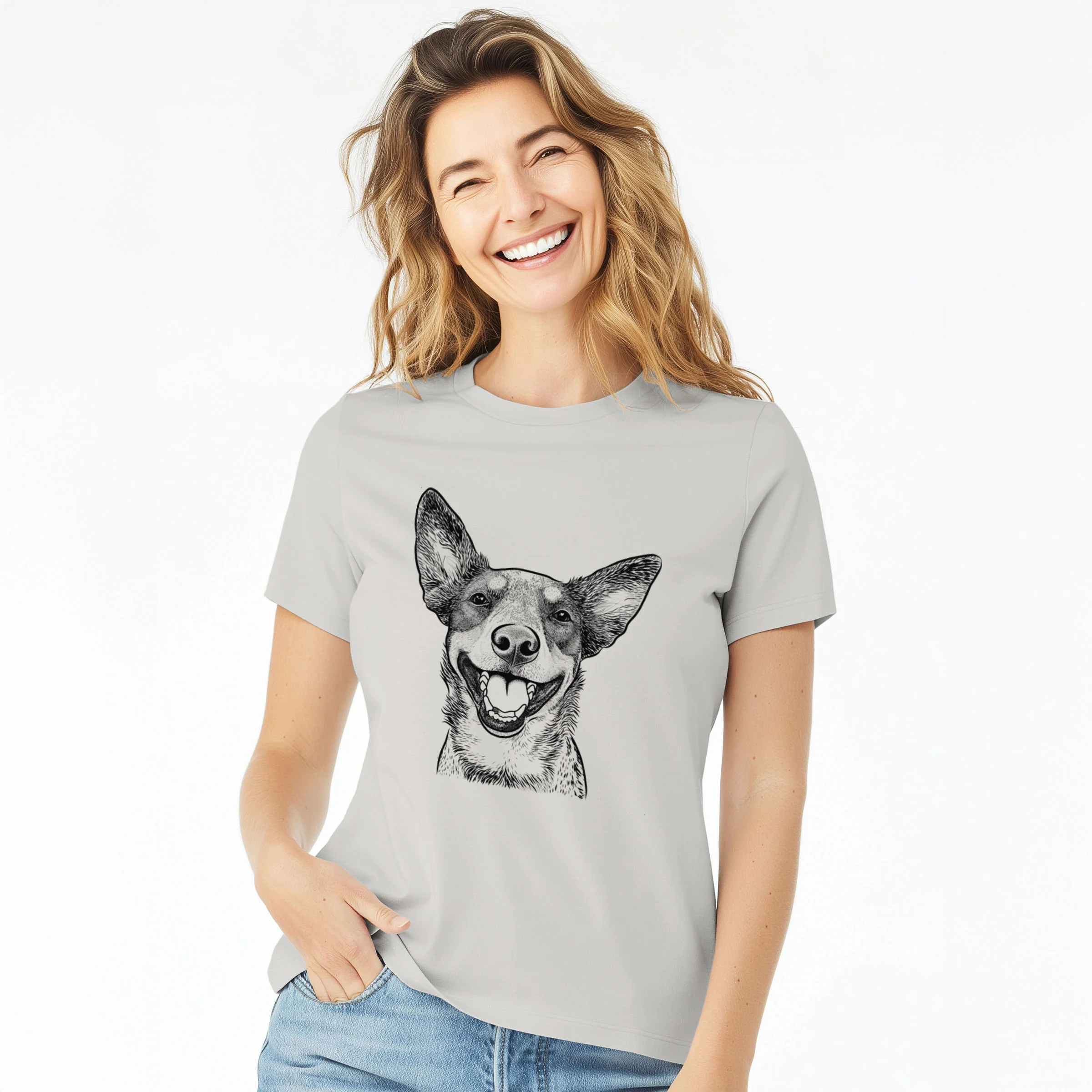Bare Lily the Australian Cattle Dog - Women's Lightweight Relaxed Fit 100% Cotton Crewneck - Image 3
