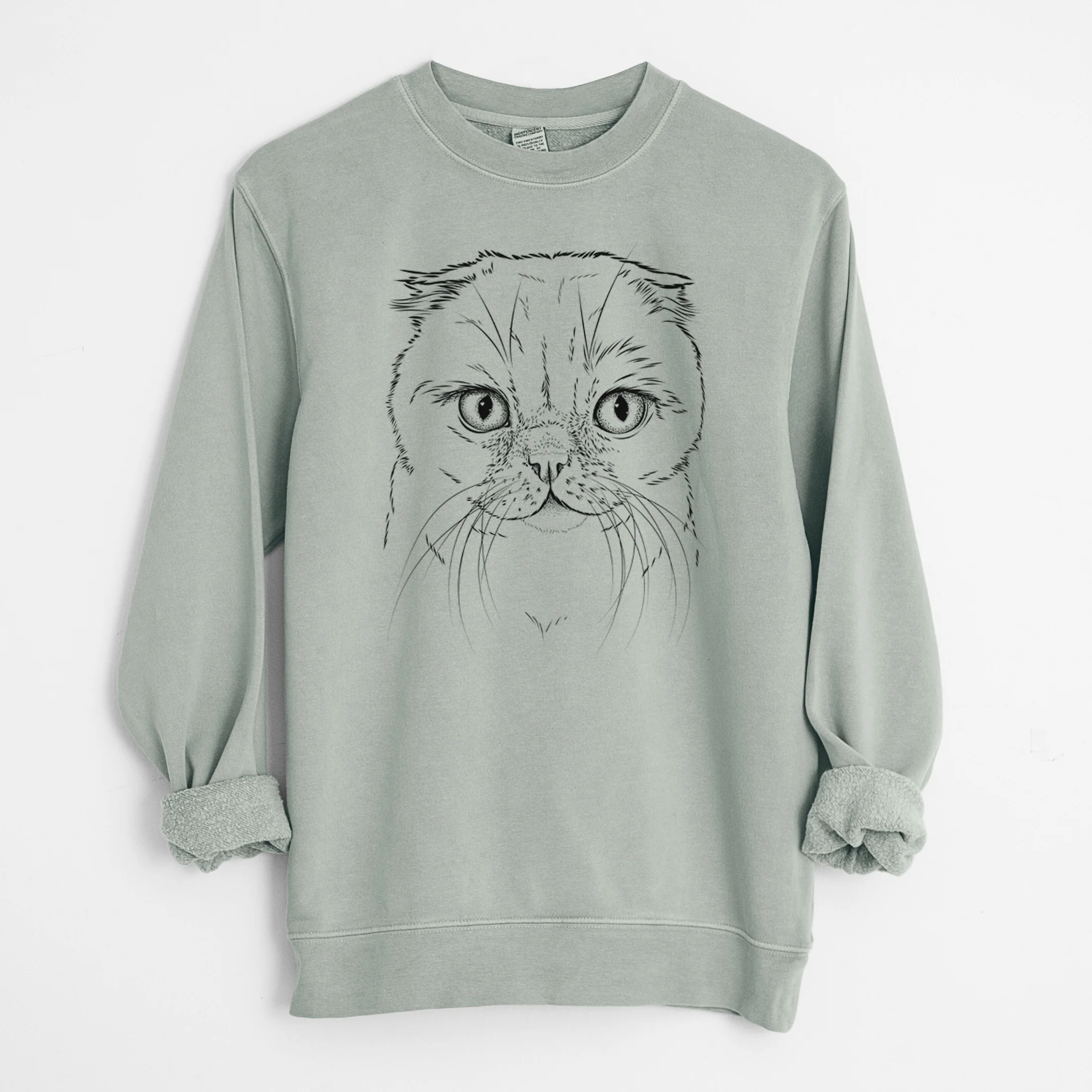 Bare Lina the Exotic Fold Cat - Unisex Pigment Dyed Crew Sweatshirt - Image 7