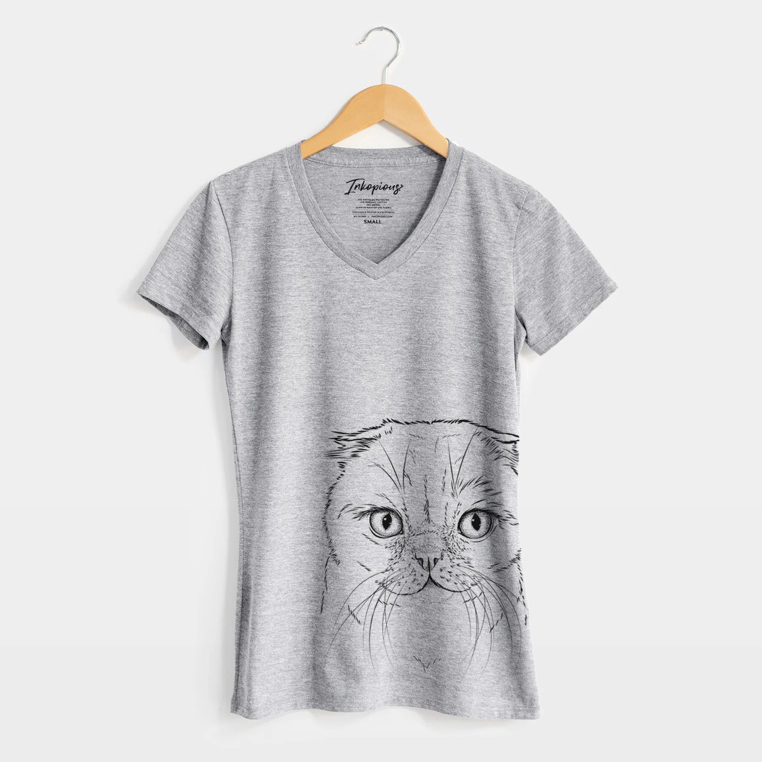 Bare Lina the Exotic Fold Cat - Women's V-neck Shirt - Image 5