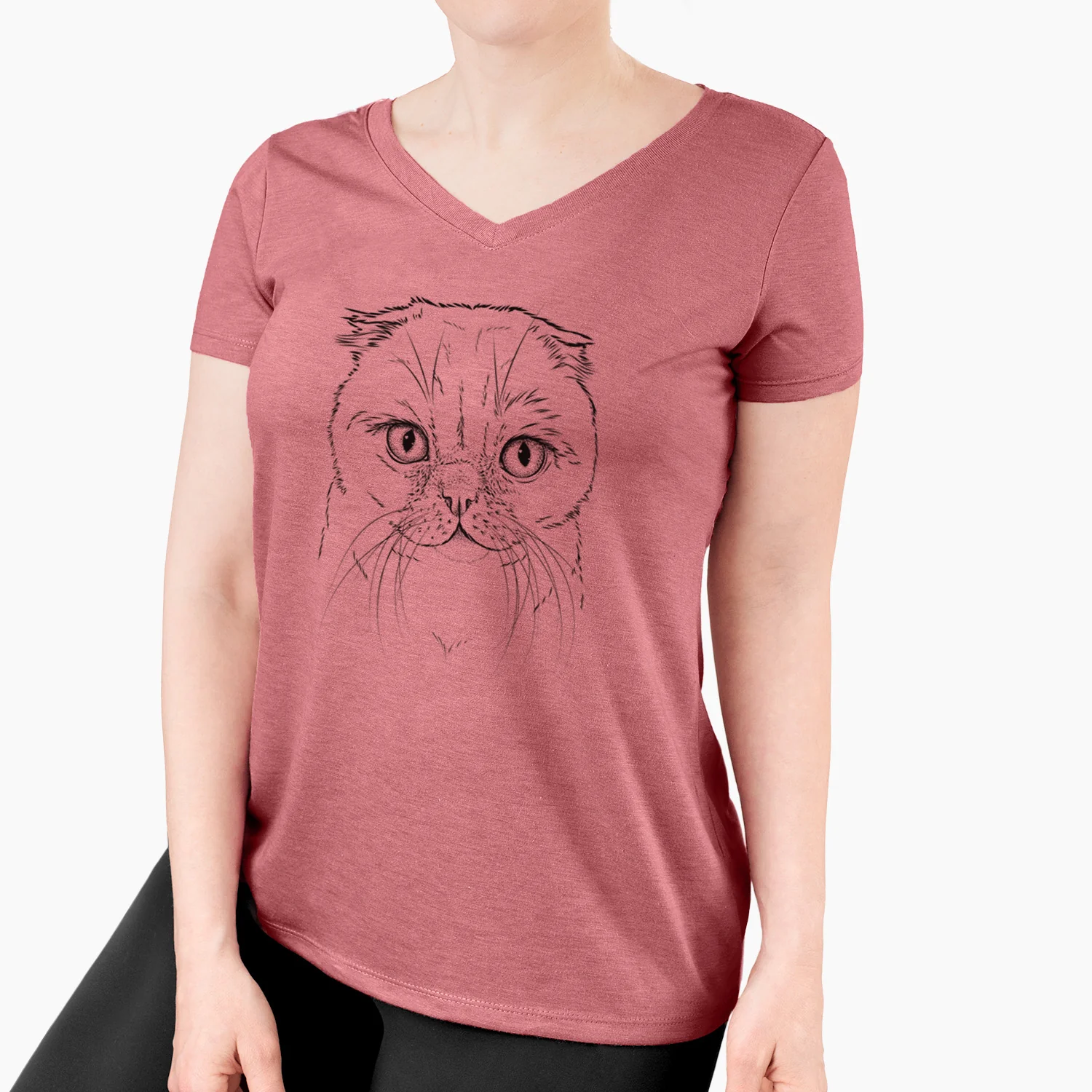 Bare Lina the Exotic Fold Cat - Women's V-neck Shirt - Image 7