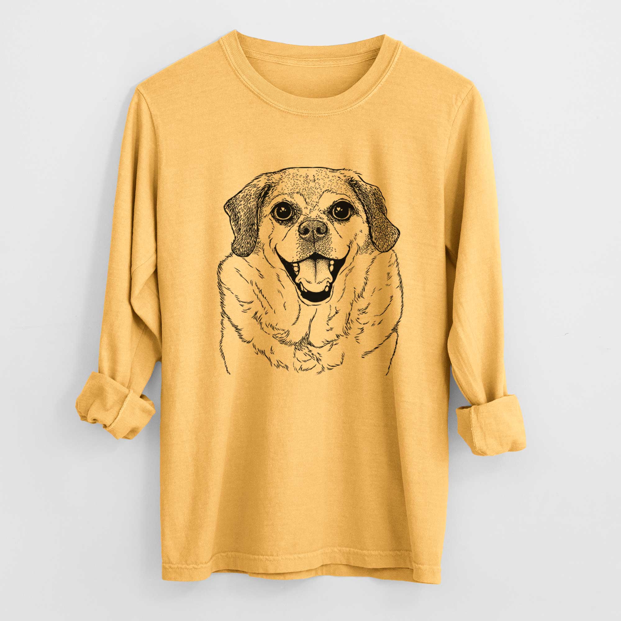 Bare Little Man the Puggle - Men's Heavyweight 100% Cotton Long Sleeve - Image 3