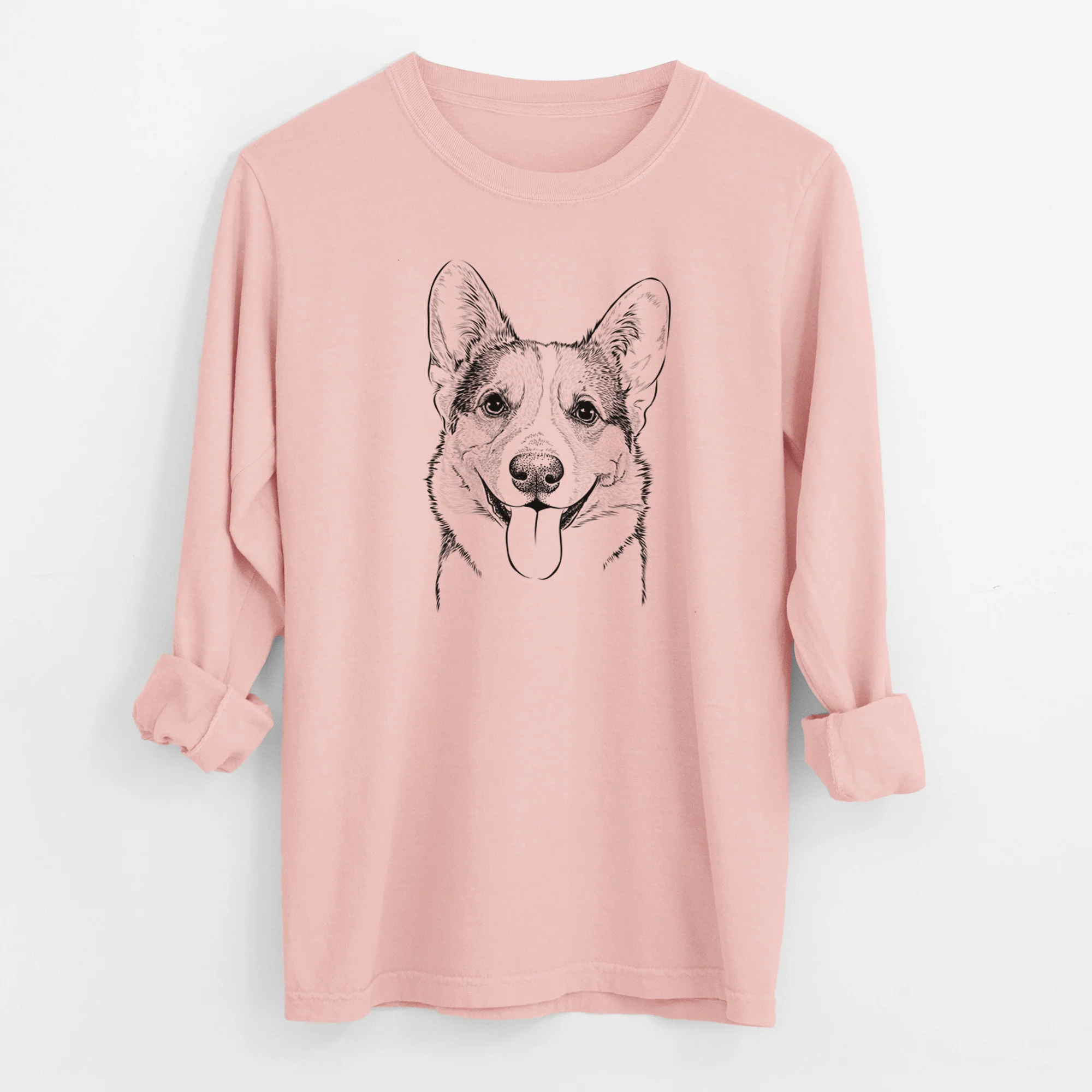 Bare Loki the Corgi - Men's Heavyweight 100% Cotton Long Sleeve - Image 11